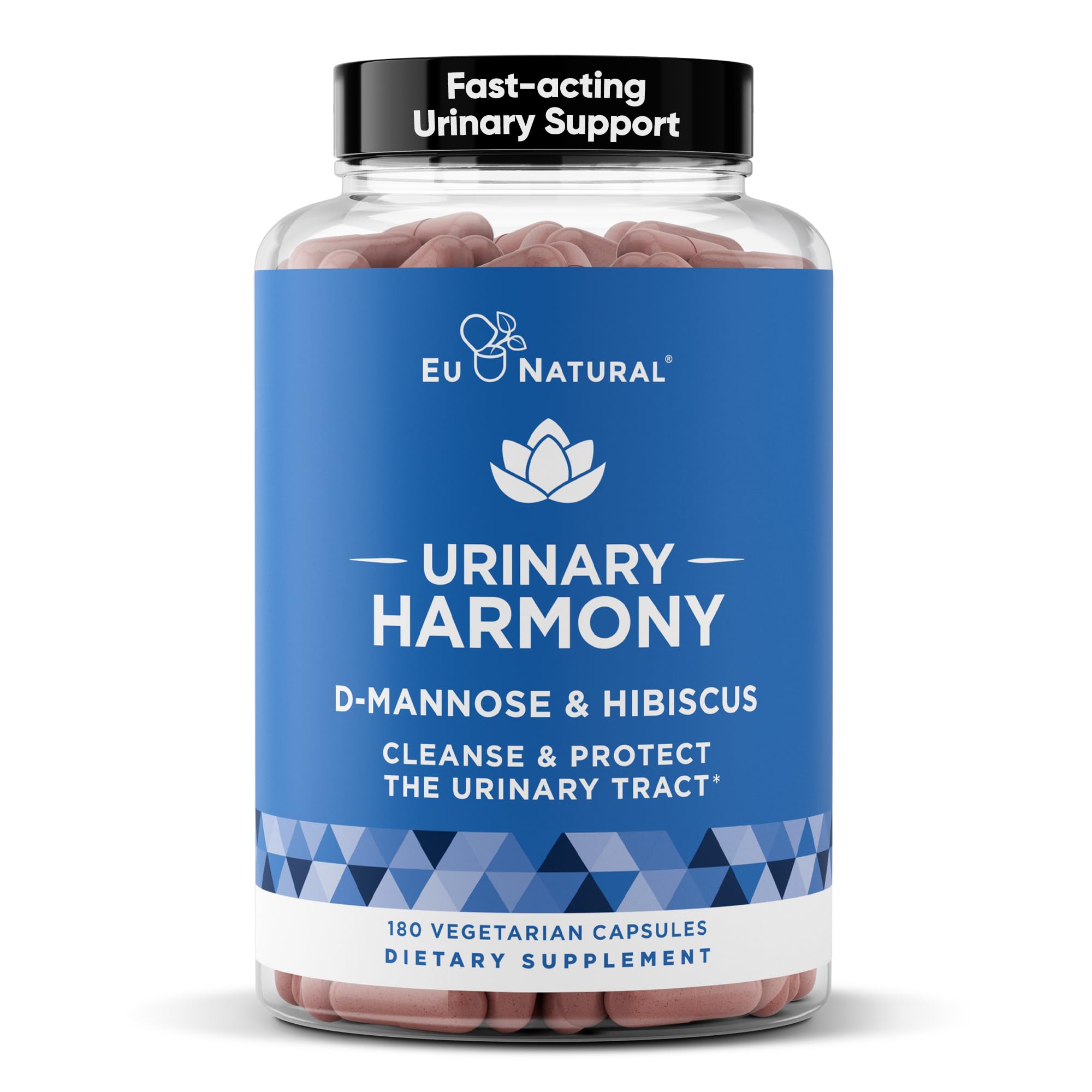 Eu Natural Urinary Harmony D-Mannose Supplement - Urinary Tract Health for Women - Fast-Acting Urinary Cleanse & Flush with Clinical-Strength D-Mannose & Hibiscus - 180 Capsules Eu Natural uk supplements