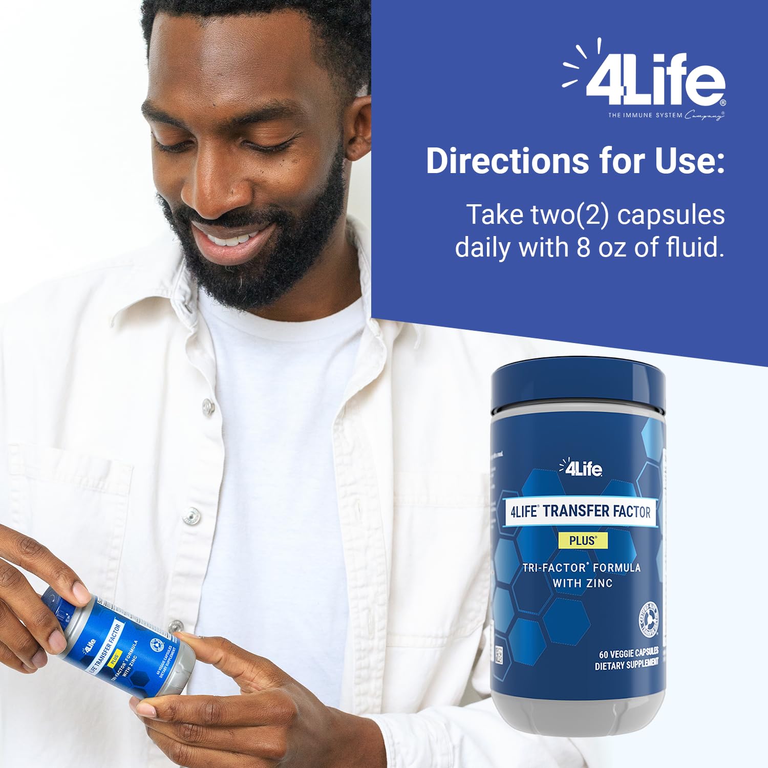 4Life Transfer Factor Plus - Support with Zinc, Super Mushroom Blend (Maitake, Shiitake, Agaricus), and Colostrum & Egg Yolk Extracts - 60 Capsules 4Life uk supplements