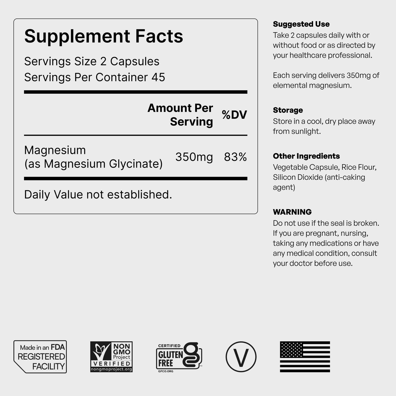 Pure Magnesium Glycinate - Magnesium for Sleep, Stress, Muscle & Nerve Support - High-Absorption, Non-GMO, Vegan - 90 Capsules (350mg) Helm Nutrition uk supplements