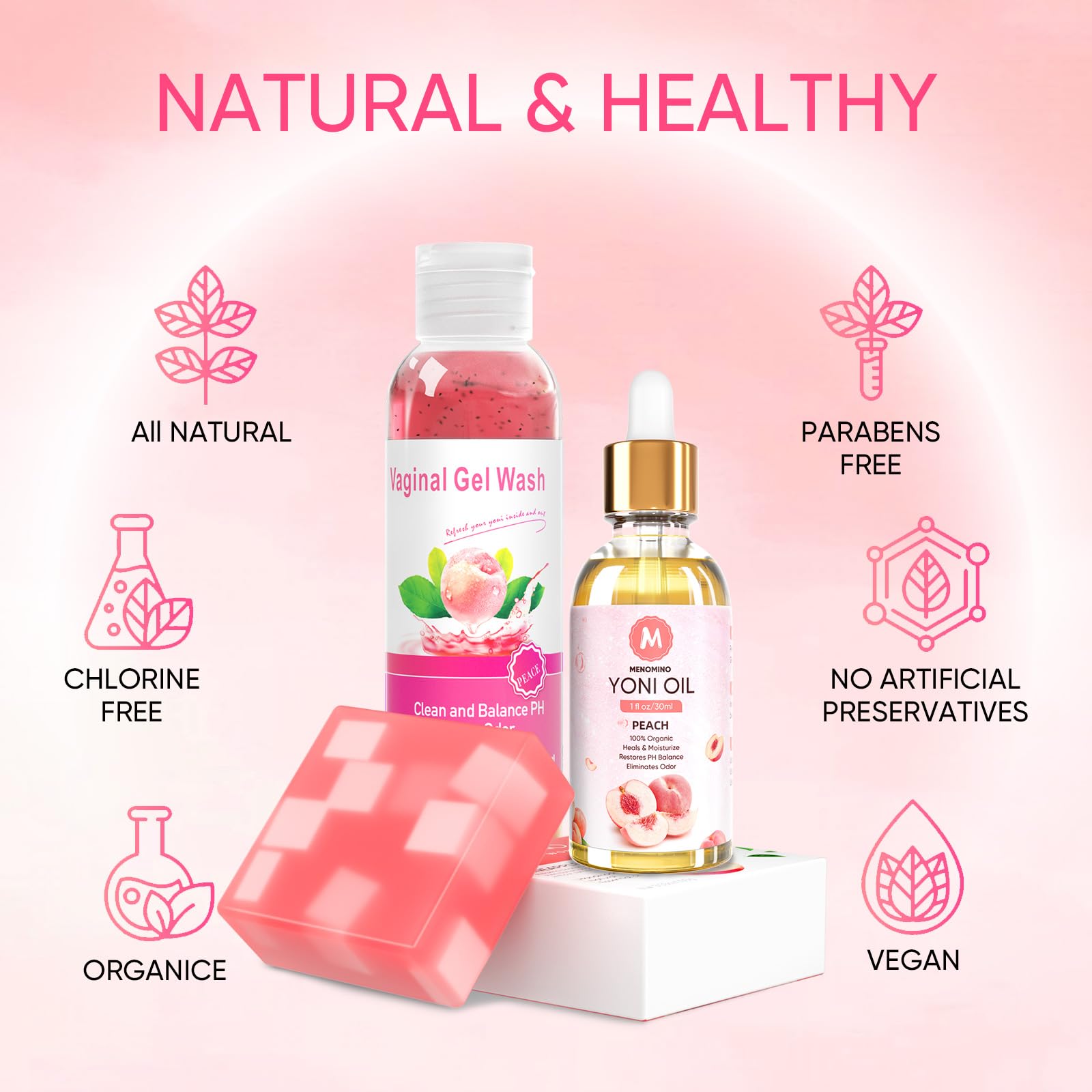 Feminine Wash & Yoni Oil & Yoni Soap Bar Set for Women, 1 Fl.Oz Natural Feminine Oil, Feminine MENOMINO uk supplements