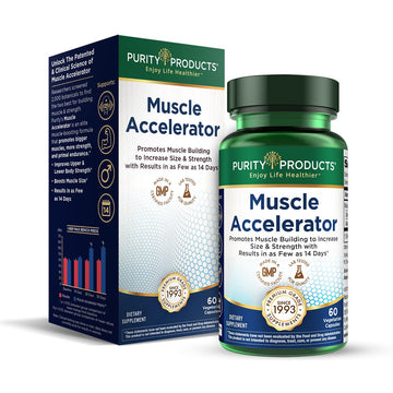 Purity Products Muscle Accelerator 650 mg Patented & Clinically Tested Muscle Accelerator Blend of Ayurvedic Herbal Extracts Promotes Strength, Endurance + Muscle Growth - 60 Veg Caps Purity Products uk supplements
