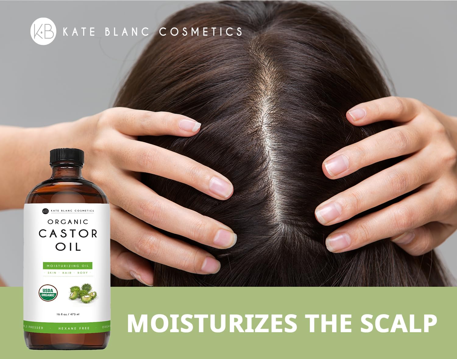Kate Blanc Cosmetics Castor Oil Organic for Hair Growth & Body (16oz). 100% Pure Cold-Pressed Kate Blanc Cosmetics uk supplements