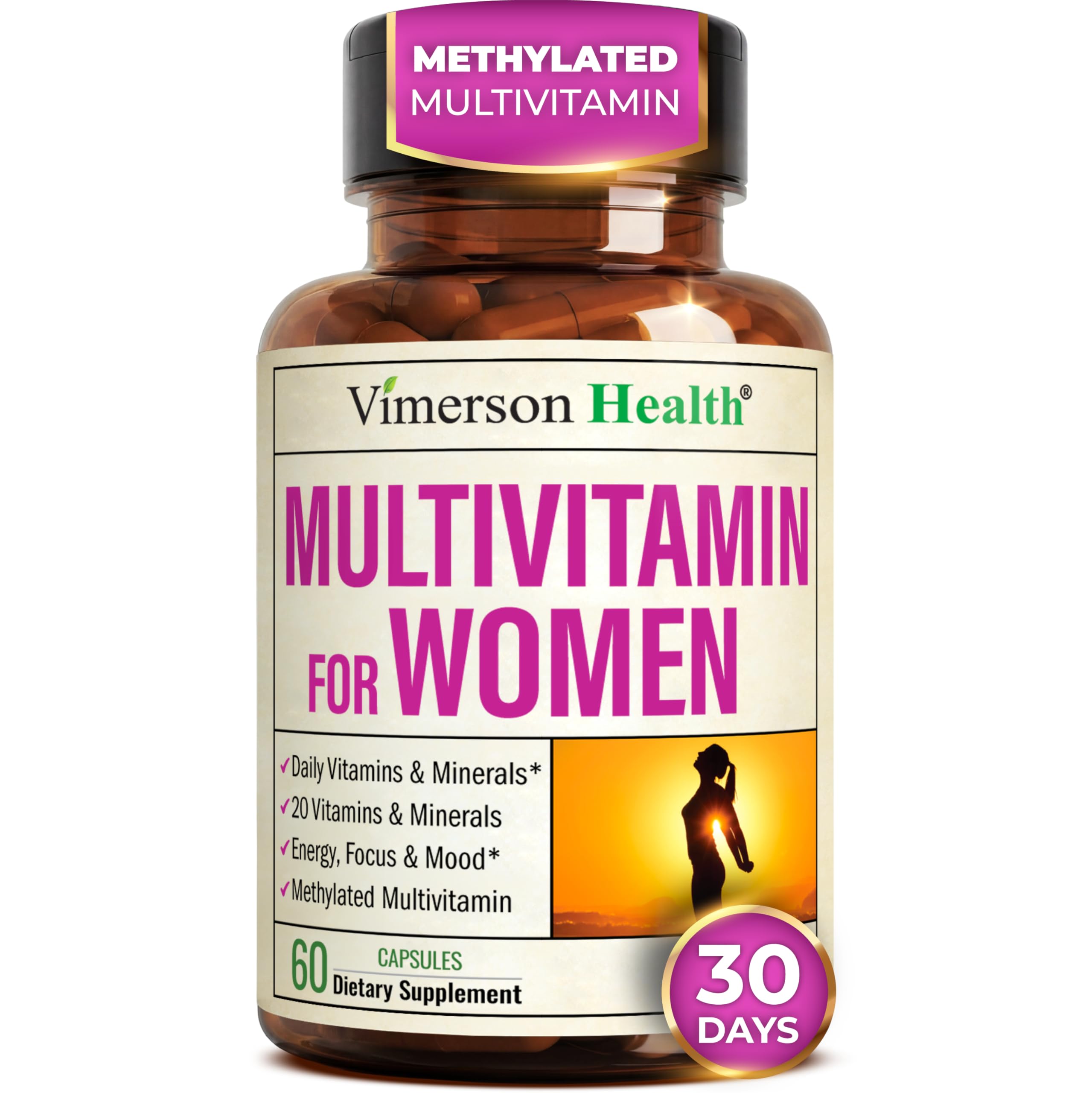 Methylated Multivitamin for Women w/Bioavailable Vitamins, Chelated Minerals, Vitamin D, B12, C, A & Zinc for Energy, Focus and Immune Health Vimerson Health uk supplements