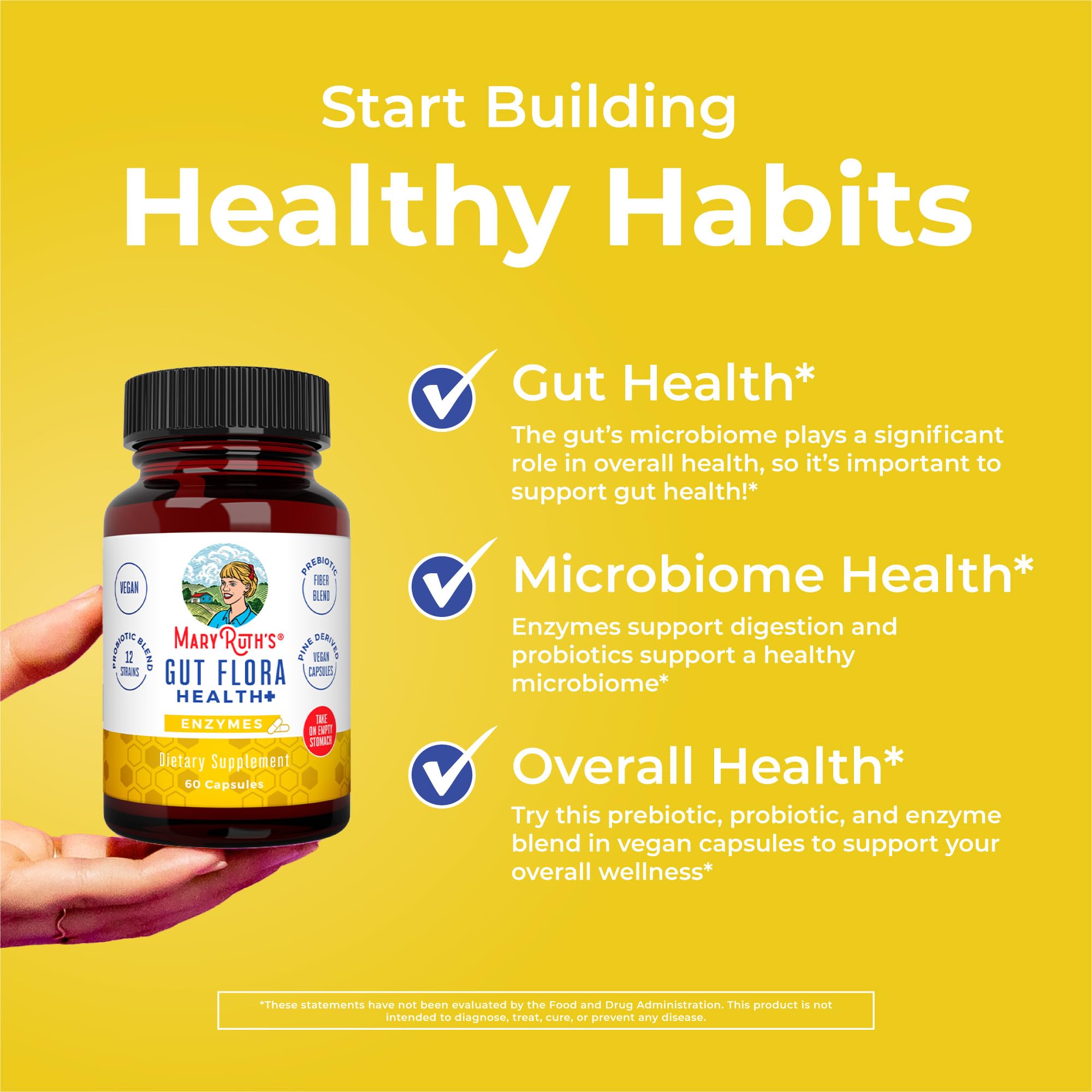MaryRuth Organics Gut Flora Health+ Enzymes | Up to 2 Month Supply | Prebiotic Probiotic Digestive Enzymes Blend for Healthy Gut Biome & Digestive Support | Gastrointestinal Health | 60 Capsules MARYRUTH'S uk supplements