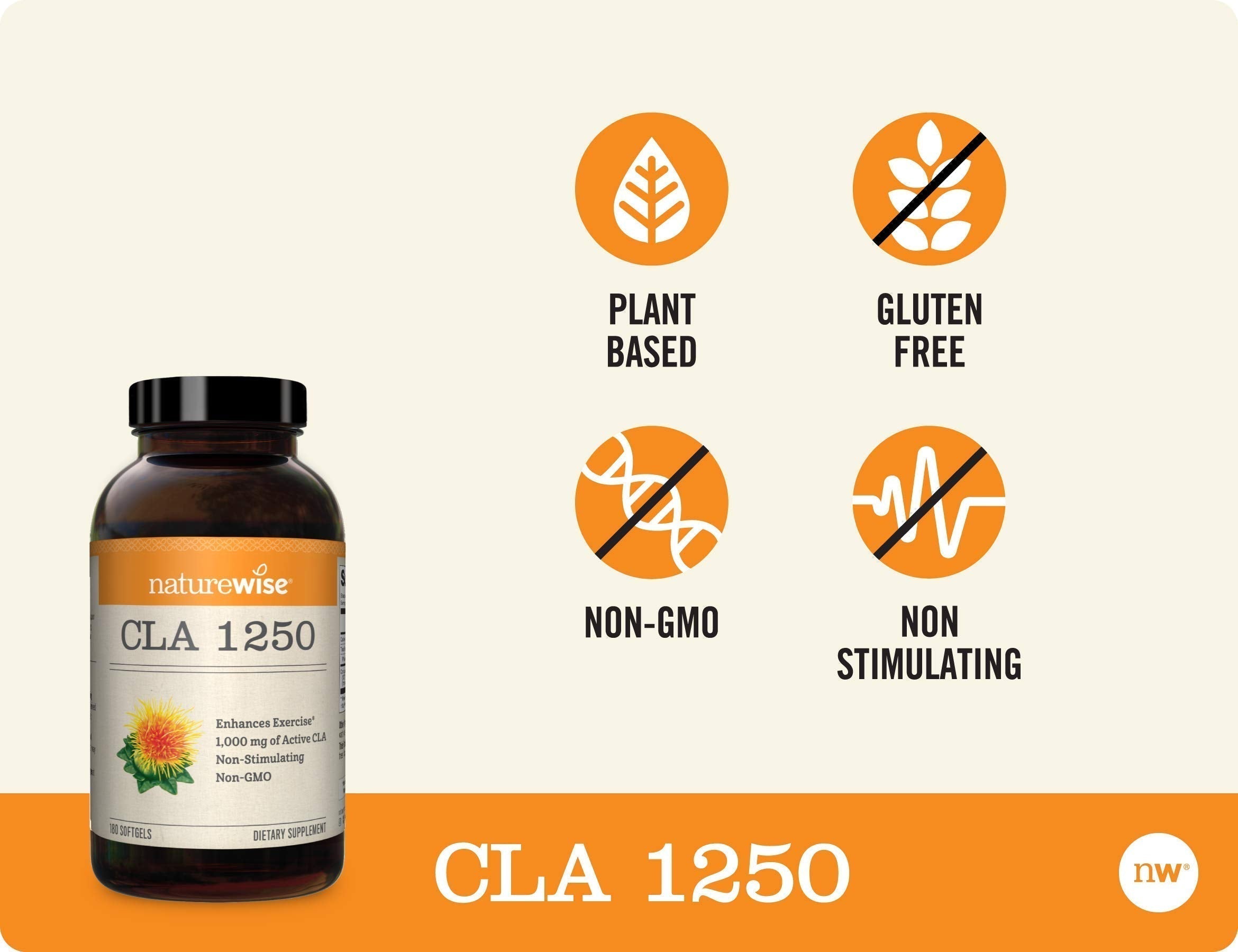 NatureWise CLA 1250 Support Exercise Naturally (2-Month Supply), Support Fitness goals NatureWise uk supplements