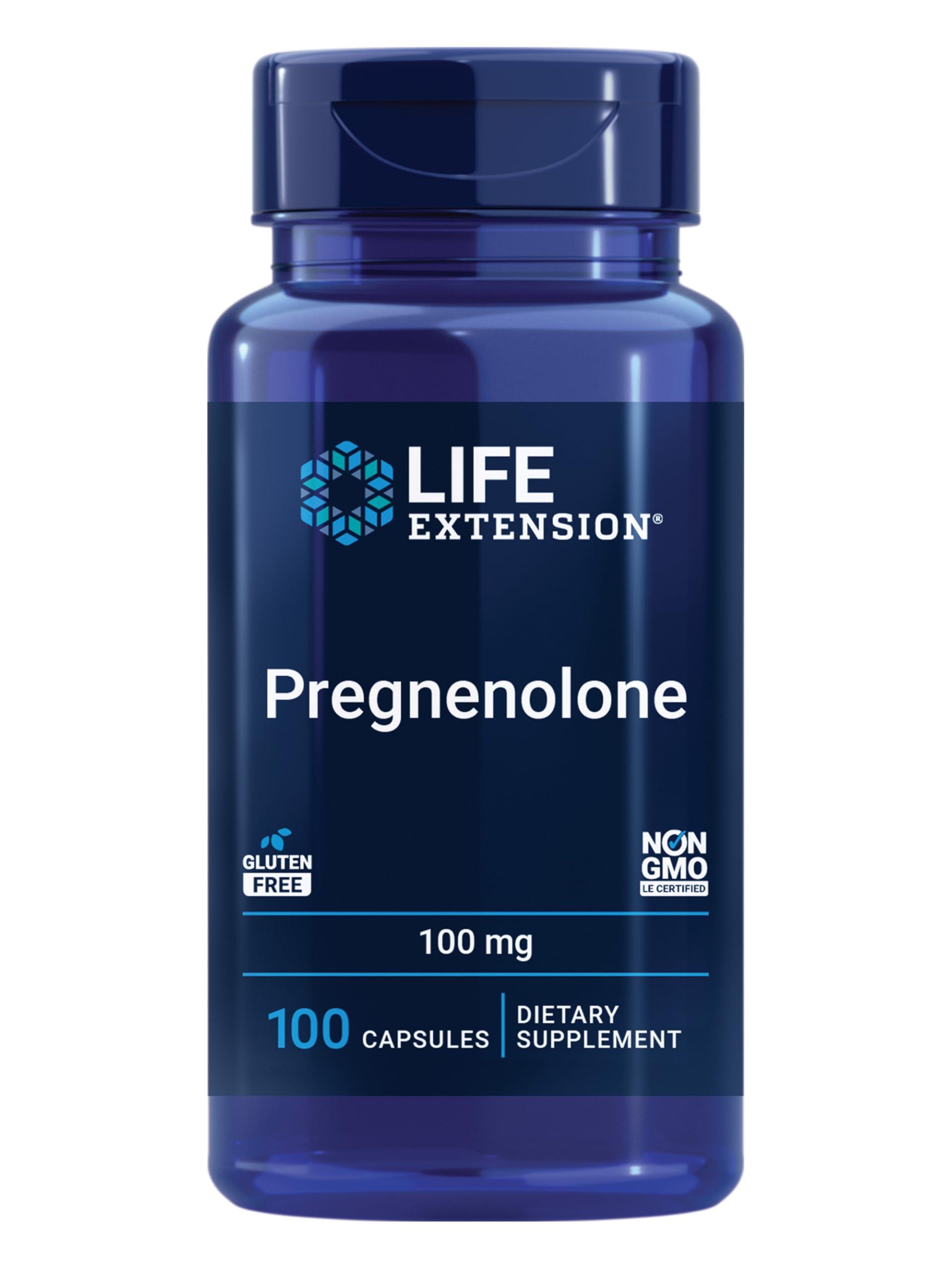 Life Extension Pregnenolone - Hormone Balance Supplement for Healthy Hormone Levels, 100 mg - Hormone Balance, Memory, Focus, Cognitive Health - Gluten-Free, Non-GMO, 100 Capsules Life Extension uk supplements