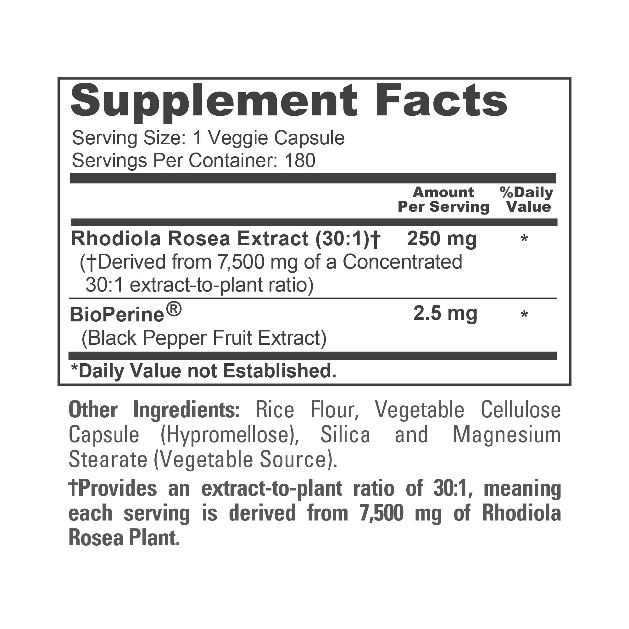NusaPure Rhodiola Rosea 7,500mg 180 Veggie Capsules (Non-GMO, Extract 30:1, Vegan & Gluten-Free) Bioperine NusaPure uk supplements