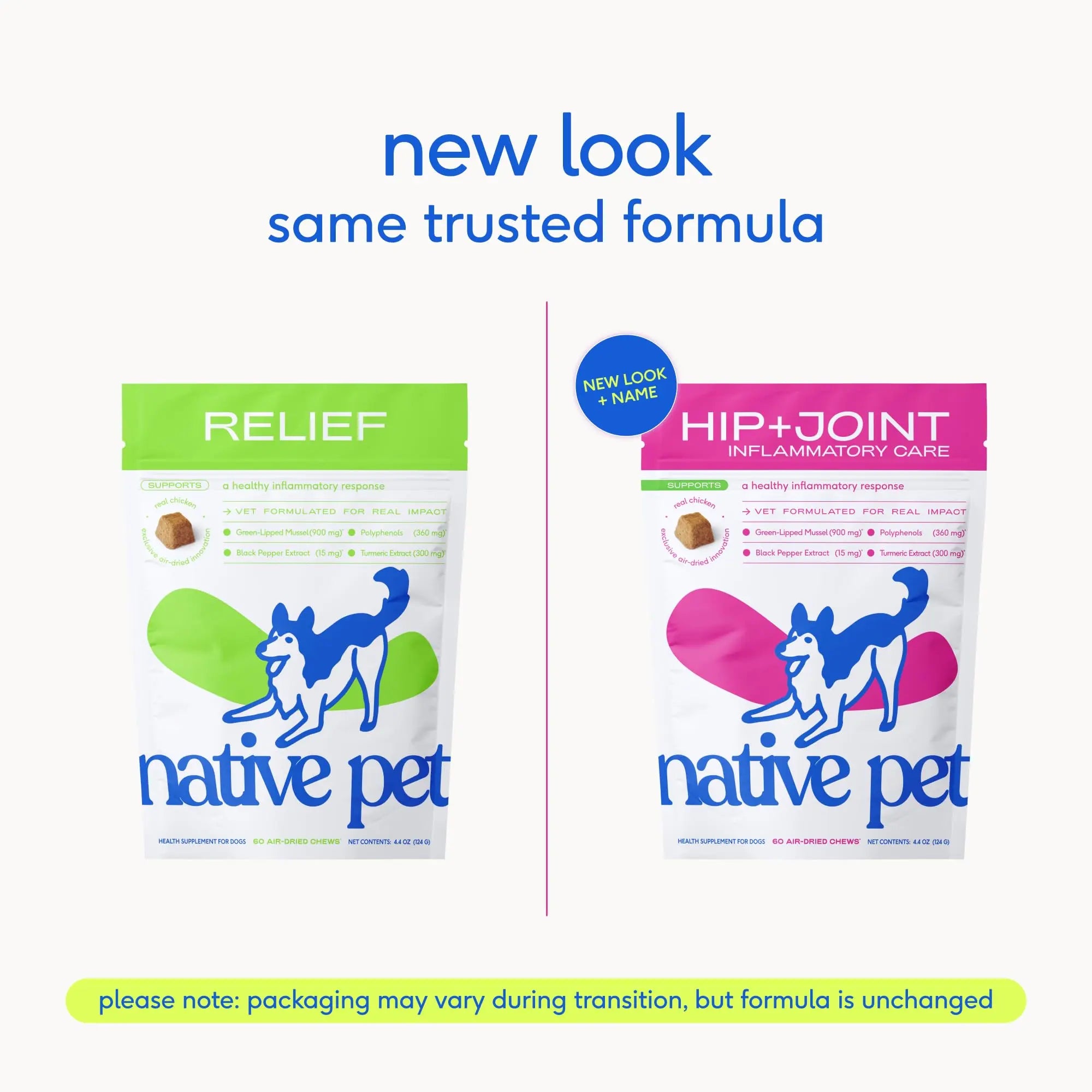 Native Pet Inflammatory Care - Pain Relief for Dogs - Green-Lipped Mussel, Turmeric & Collagen for Dogs - Hip and Joint Supplement Supports Healthy Inflammatory Response & Joint Comfort - 60 Chews Native Pet uk supplements