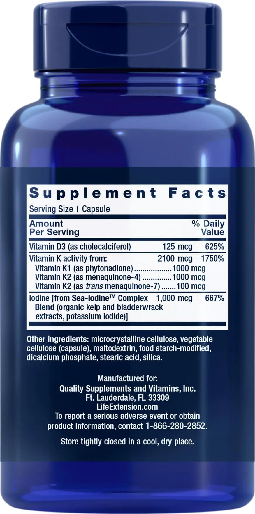 Life Extension Vitamins D and K with Sea-Iodine 60 Capsules (2pack) Life Extension uk supplements
