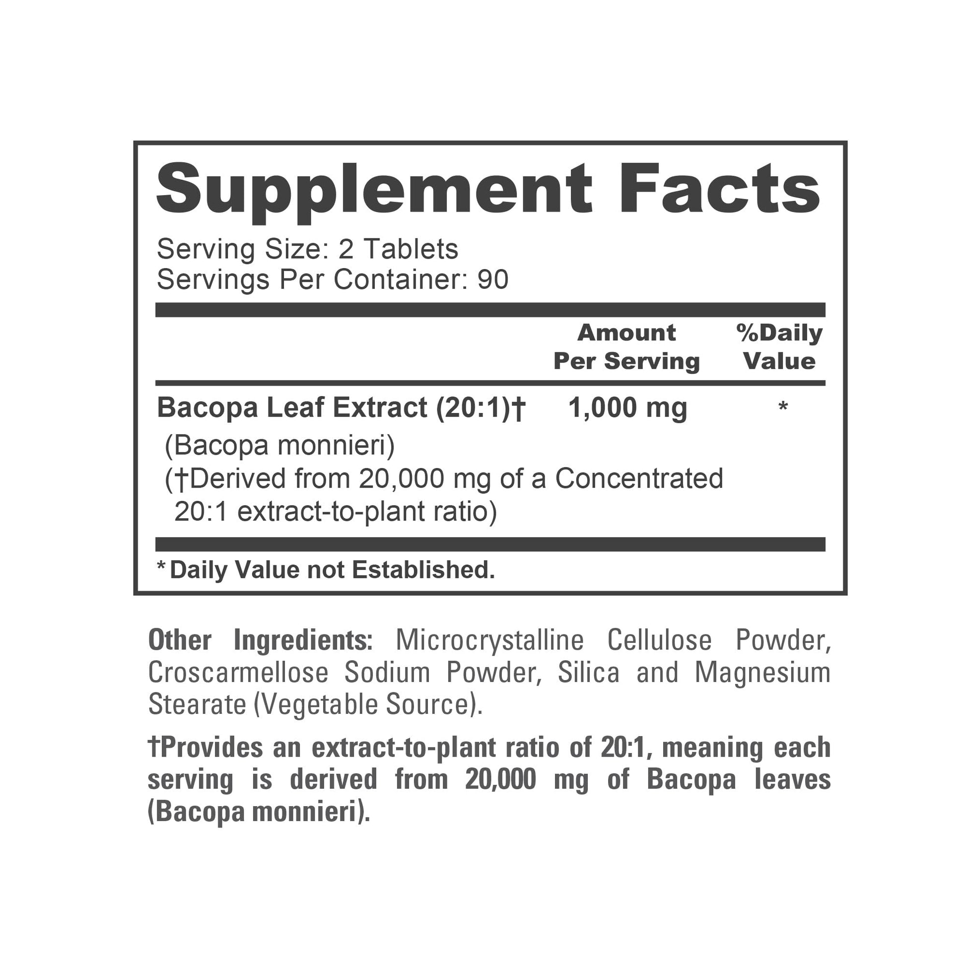 NusaPure Bacopa Leaf Monnieri Extract 20,000 mg 180 Tablets (Extract 20:1, Non-GMO, Gluten Free & Vegan) NusaPure uk supplements