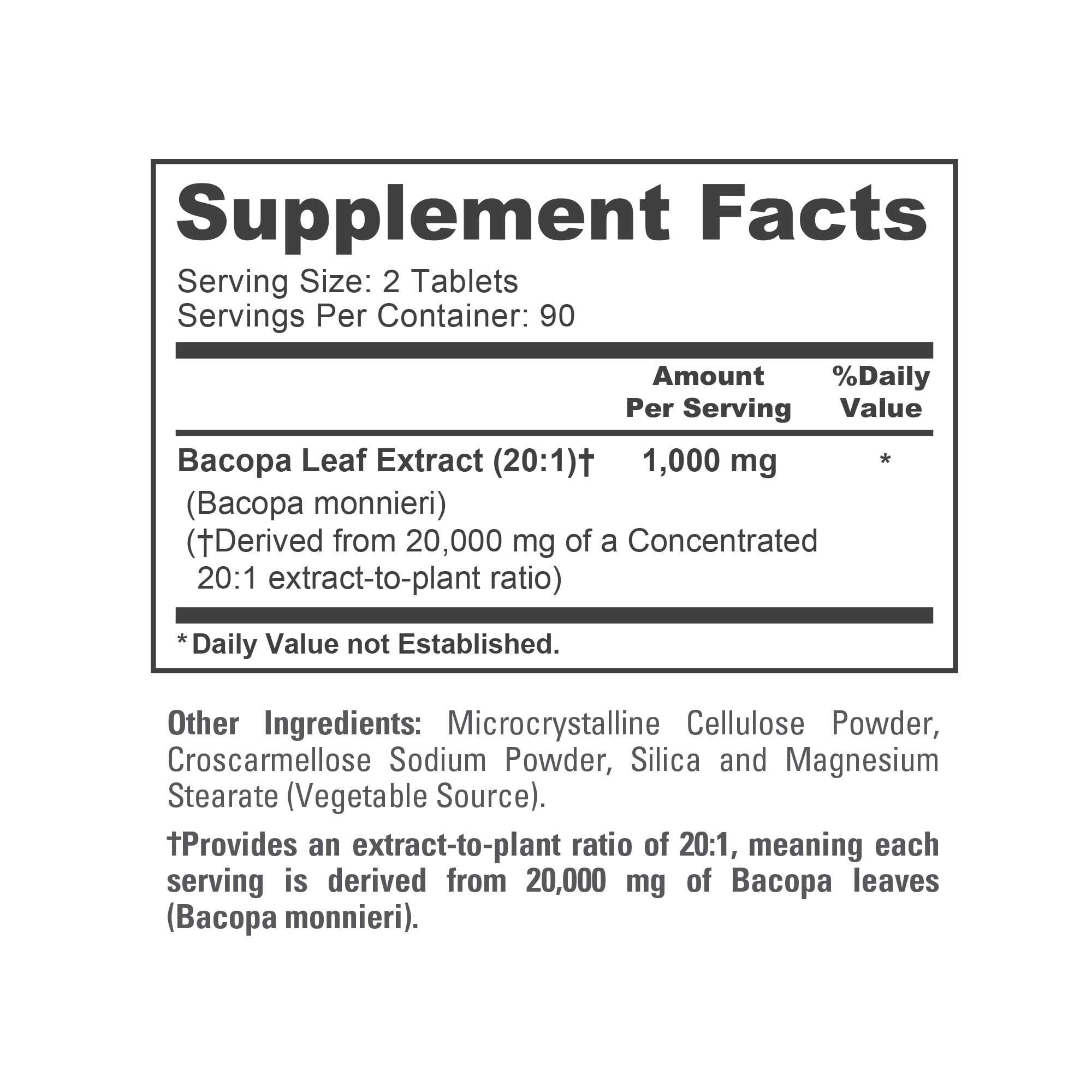 NusaPure Bacopa Leaf Monnieri Extract 20,000 mg 180 Tablets (Extract 20:1, Non-GMO, Gluten Free & Vegan) NusaPure uk supplements
