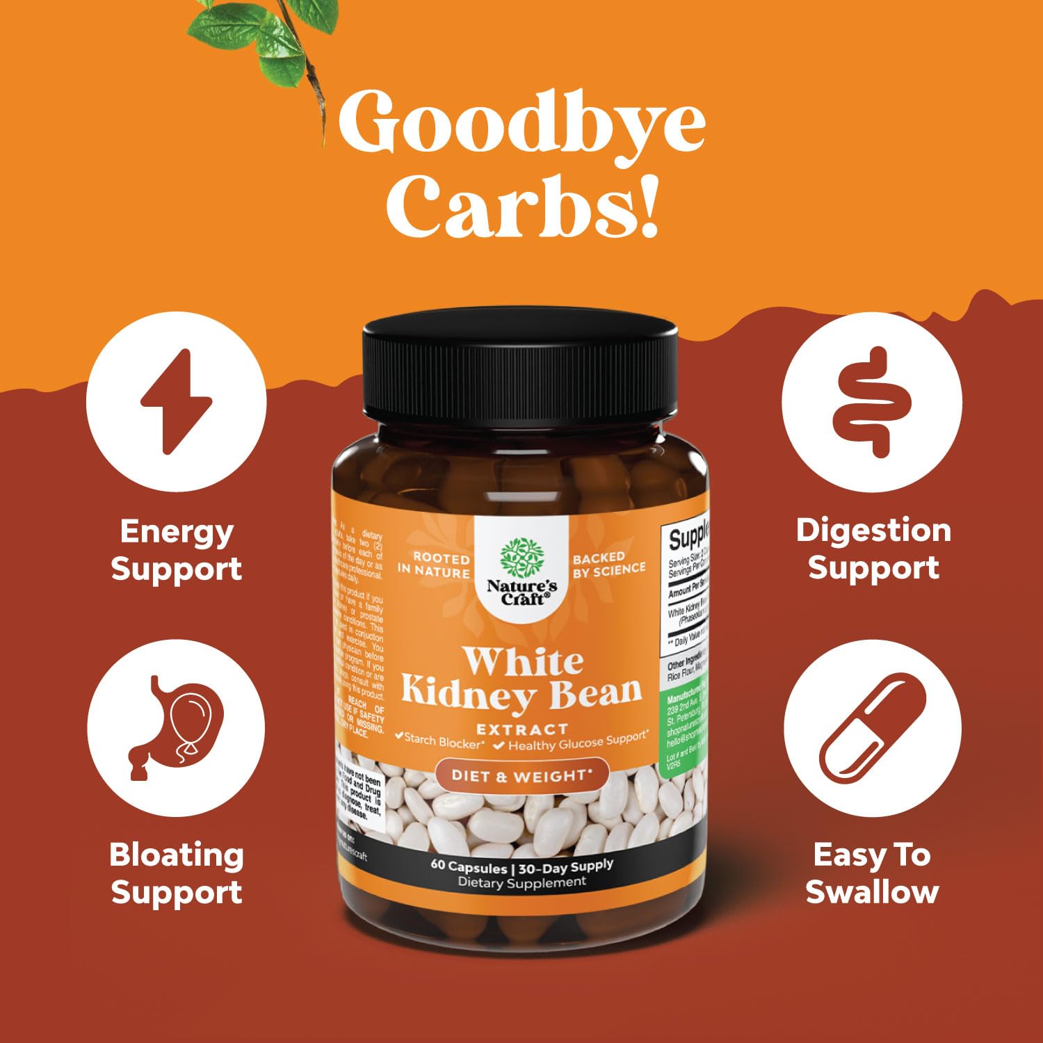 Natural White Kidney Bean Extract - White Kidney Bean Energy Booster AMPK Activator Natures Craft uk supplements