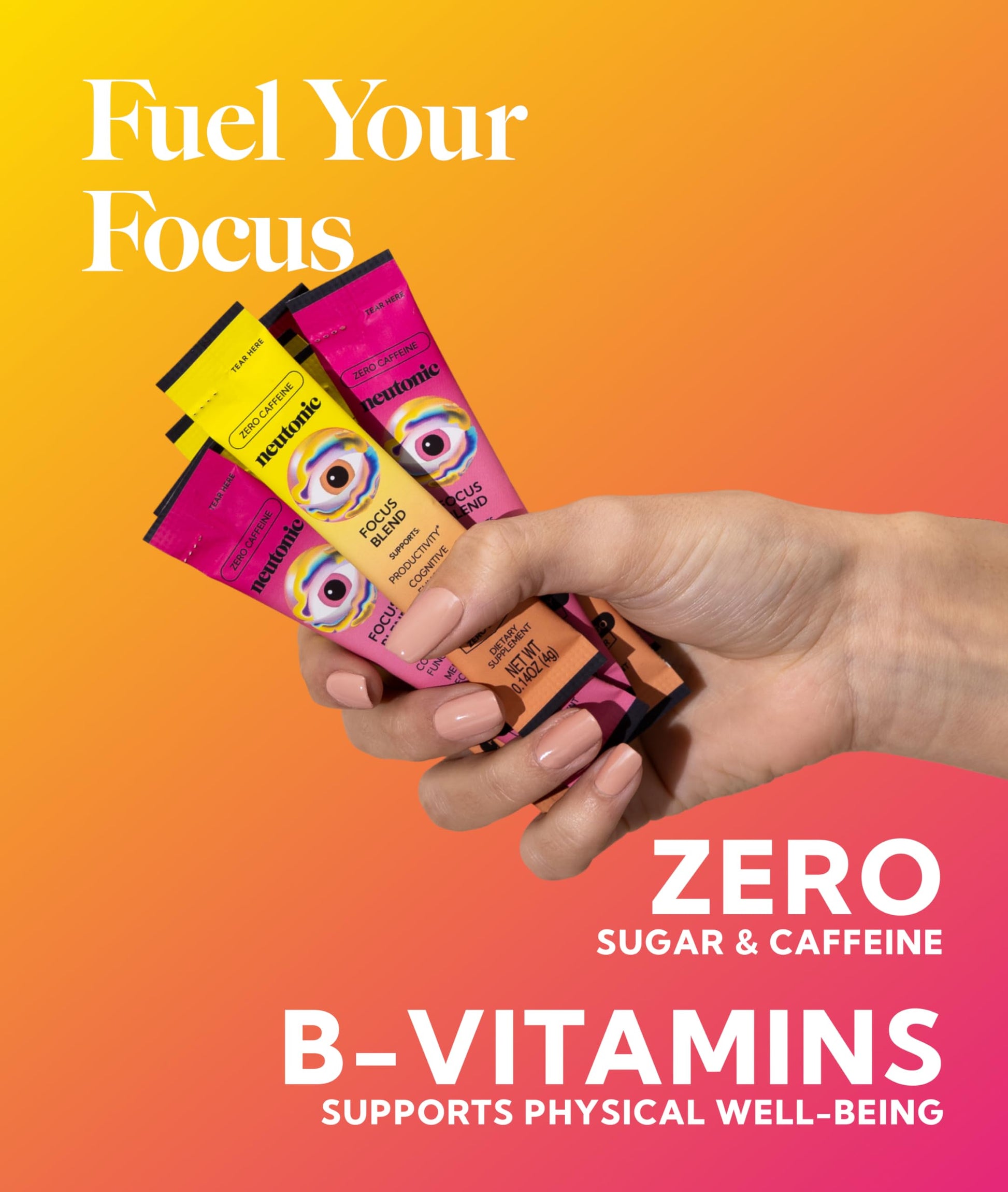Neutonic Nootropic Focus Blend Powder | Peach Mango & Wild Berry 32 Sticks | Caffeine Free, Zero Sugar | Support Memory, Mental Clarity, Cognitive Function | Boost Focus, Energy, Brain Health Neutonic uk supplements