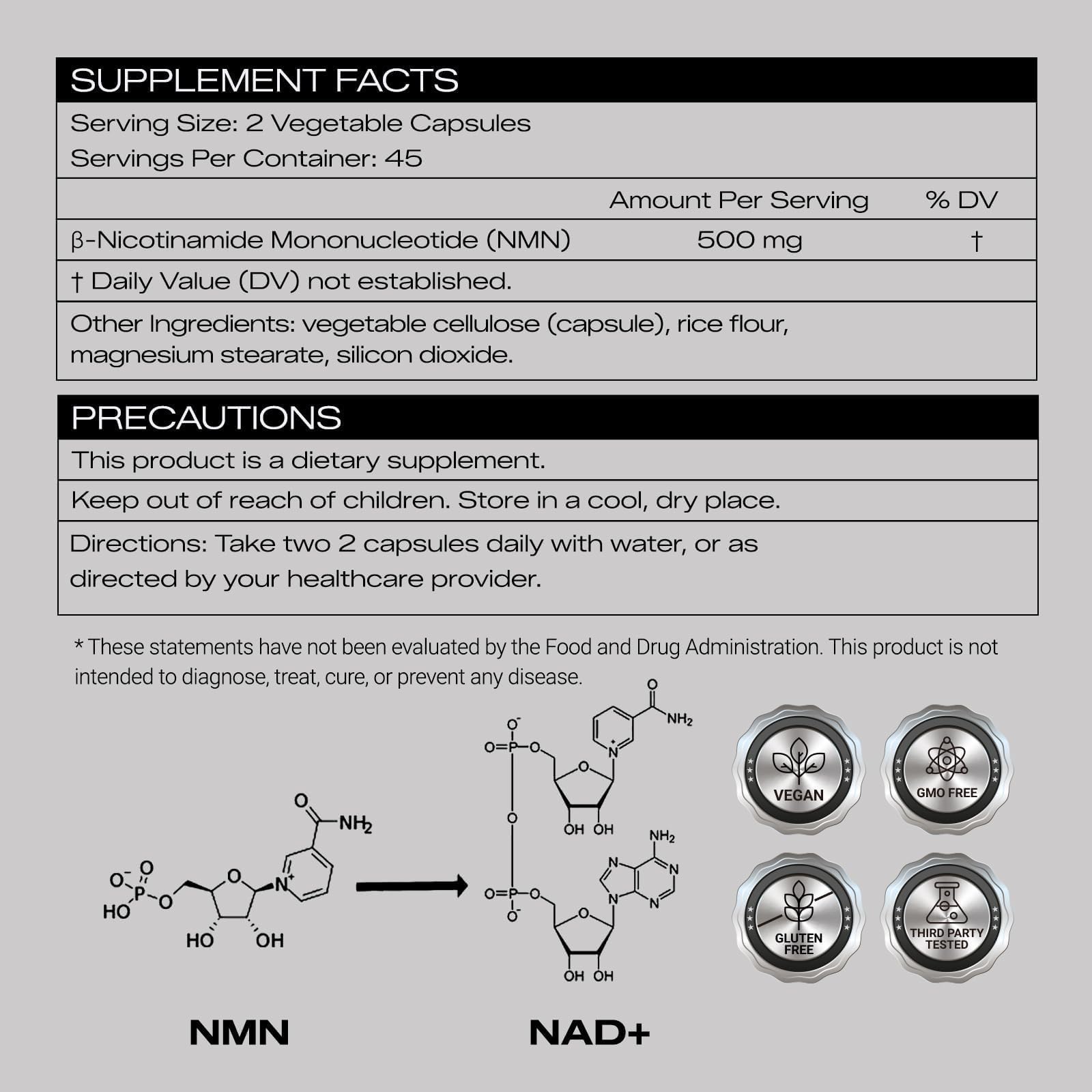 PEPAX NMN Supplement 500mg - 99% Pure NMN Supplement Capsules for Increased NAD Levels & Healthy Aging - Third Party Tested Stabilized Capsules, cGMP Certified, 90 Liposomal NMN (45 Servings) PEPAX uk supplements
