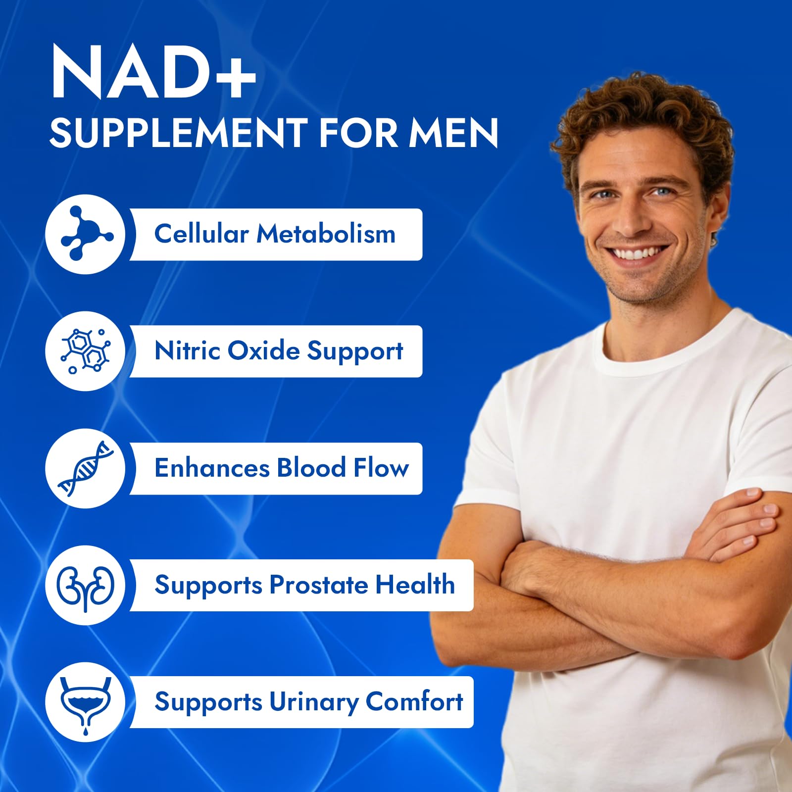 Aureph Vantique Men's NAD+ Supplement with Resveratrol, CoQ10, L-Citrulline & Lycopene - Nitric Oxide Support, Prostate Care, Anti-Aging, Stamina & Cellular Energy Boost 60 Capsules Aureph uk supplements