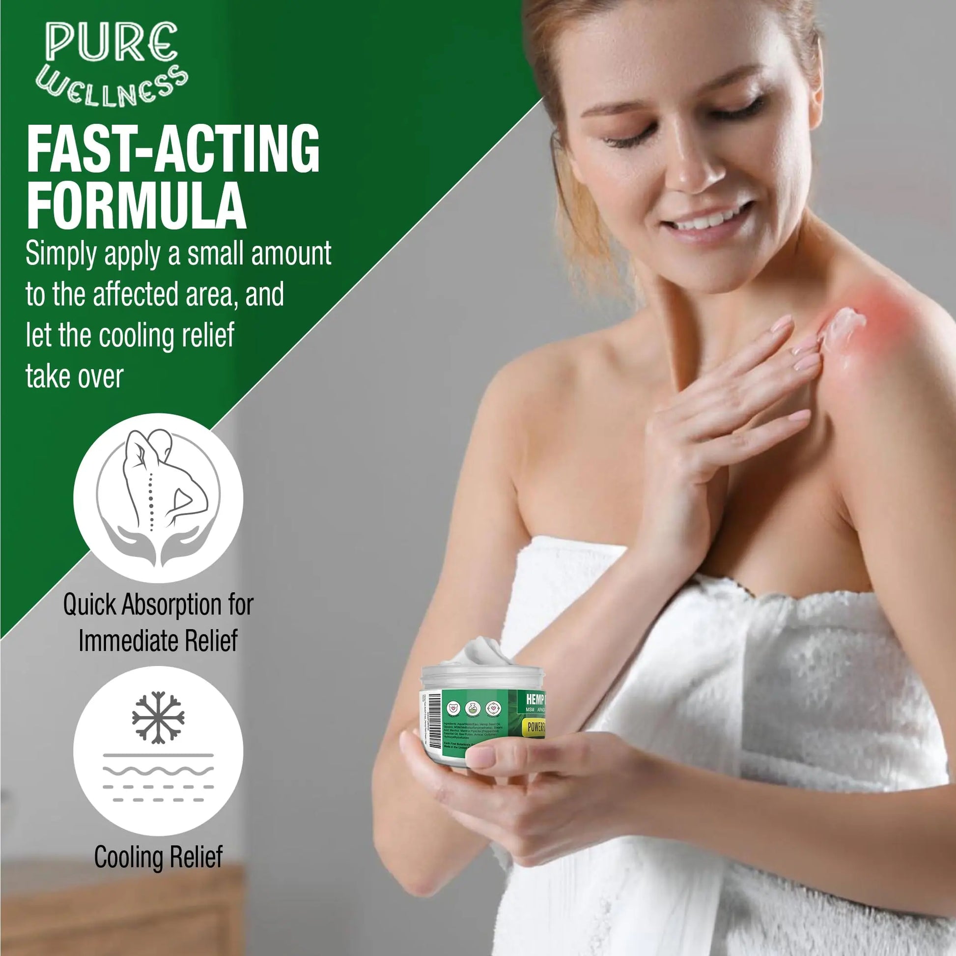 Pure Wellness Hemp Cream Maximum Strength 100,000mg with MSM, Arnica & Bee Pollen - 4 Oz, Supports Relief & Soothing from Joint, Muscle, Shoulder, Back, Knee and Nerve Discomfort - 1 Pack Pure Wellness uk supplements