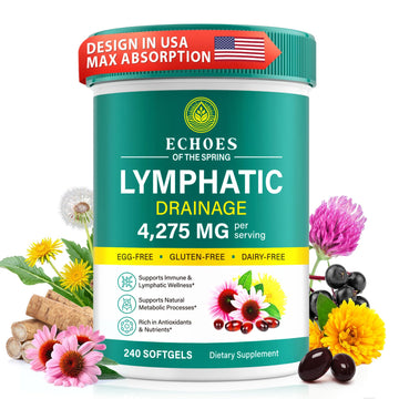 Lymphatic Drainage Supplements, 4275mg Lymph System Support Supplement for Women & Men, Daily Wellness Support, 21-in-1 Herbal Blend with Echinacea, Dandelion, Burdock, Turmeric & More, 240 Softgels Echoes of the spring uk supplements