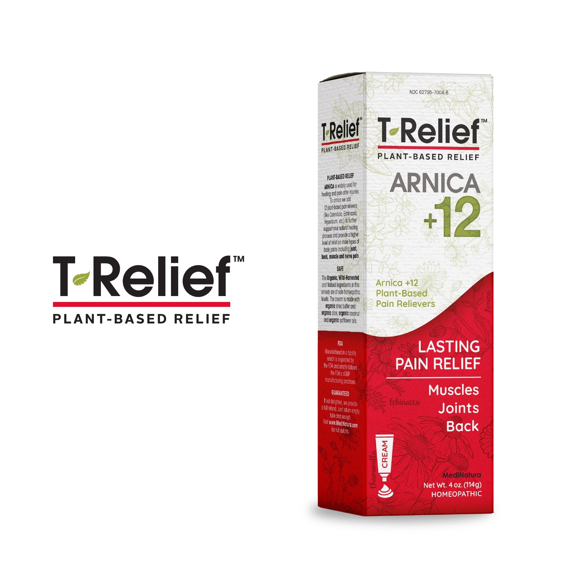 T-Relief Arnica +12 Cream Natural Relieving Actives for Back Pain Joint Soreness Muscle Aches & Stiffness, Whole Body Fast Acting Relief for Women & Men - 4 oz (4 Pack) MediNatura uk supplements