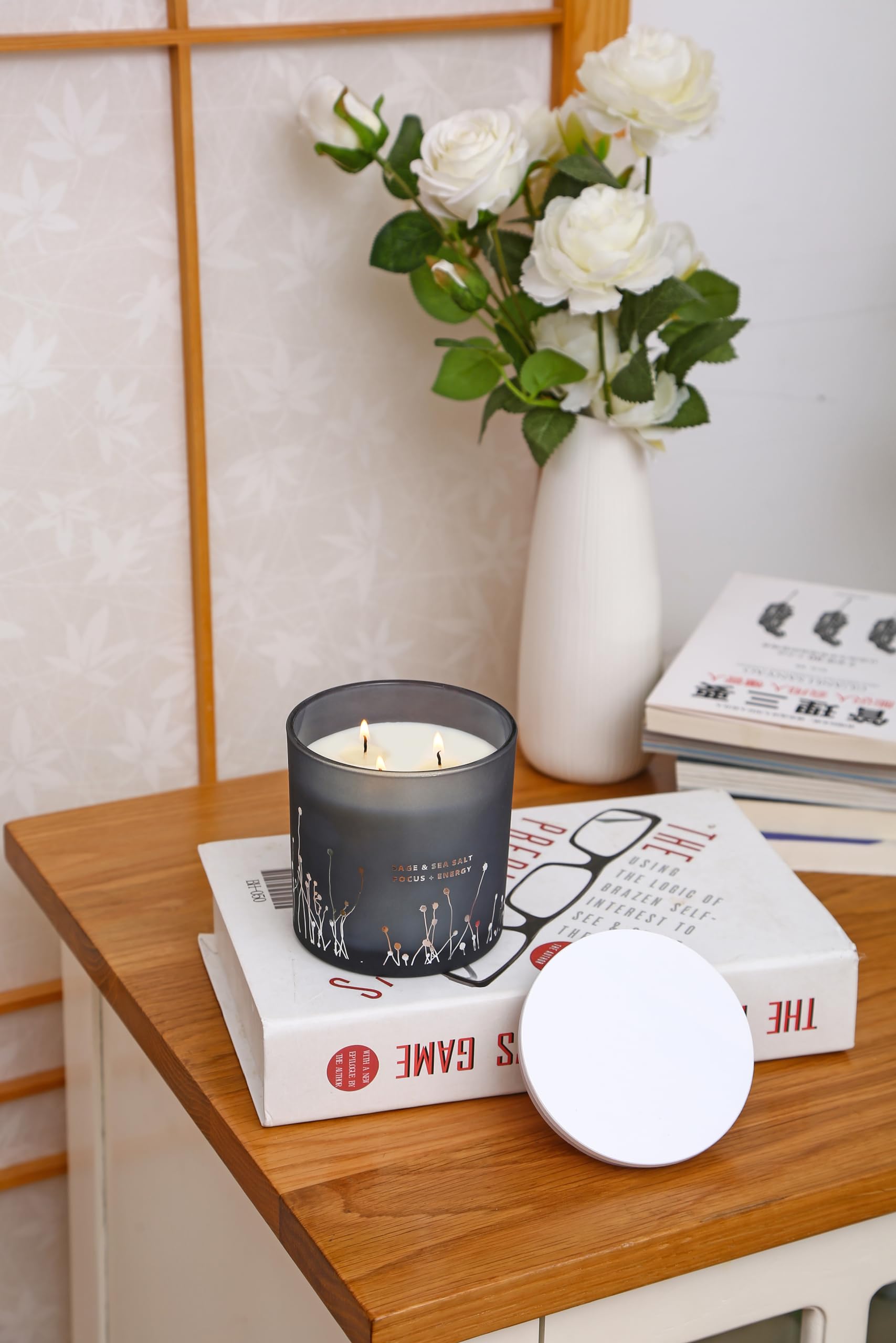 White Sage Sea Salt 3 Wick Candle 14.5 oz | Sage Candles for Cleansing House | Large Soy Candles GIFTAWAY uk supplements