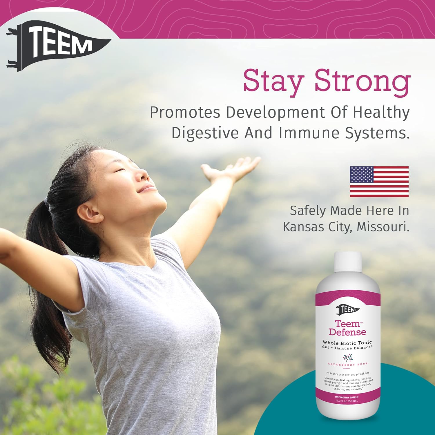 Teem Defense Liquid Probiotic with Elderberry, Whole Biotic Tonic for Digestion & Immunity, Prebiotic Probiotic & Postbiotic Supplement for Kids and Adults, 30 Day Supply – 16.3 Fl.Oz Teem uk supplements