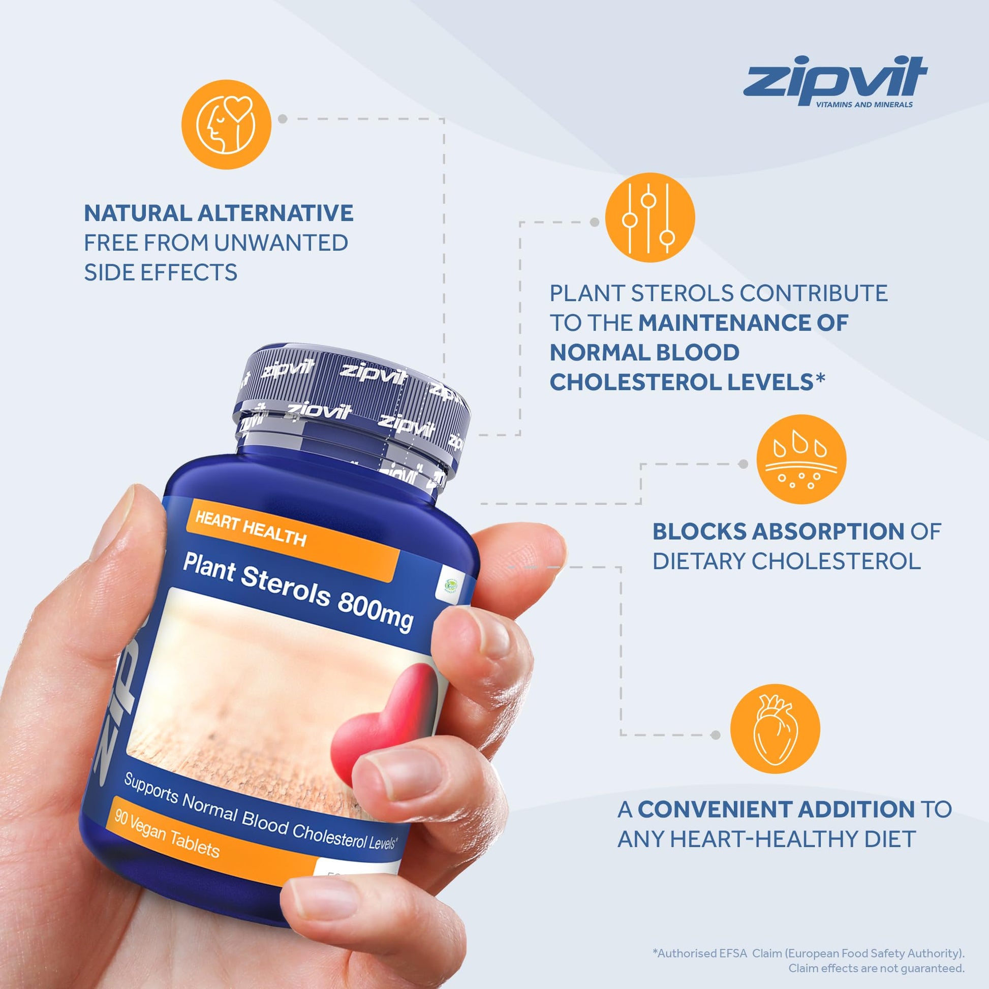 Plant Sterols High Strength 800mg, 90 Vegan Tablets, Supports and Helps Lower Zipvit uk supplements