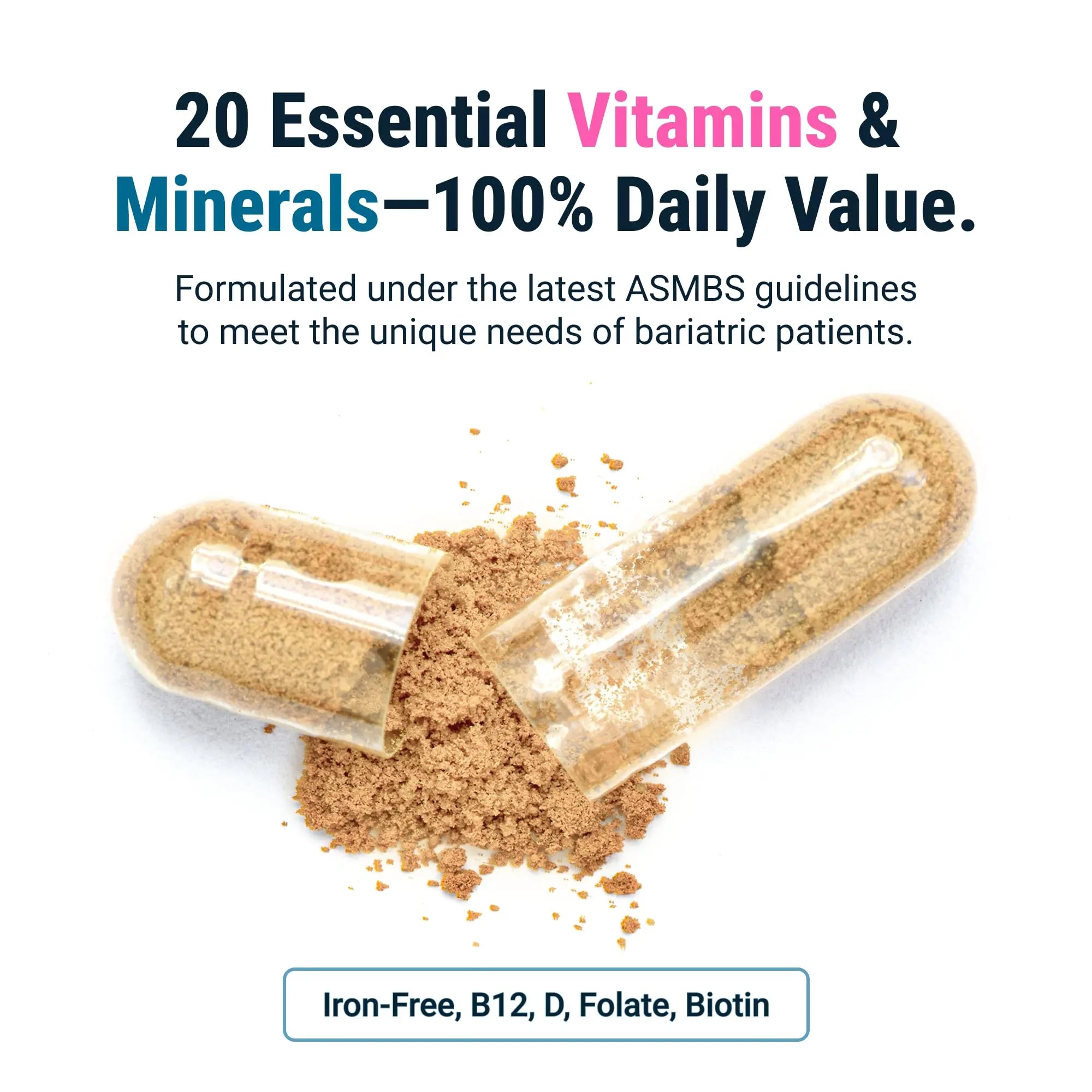BariatricPal Multivitamin ONE 1 per Day! Bariatric Multivitamin Capsule Iron Free | Easy to Swallow Capsule | BariatricPal uk supplements