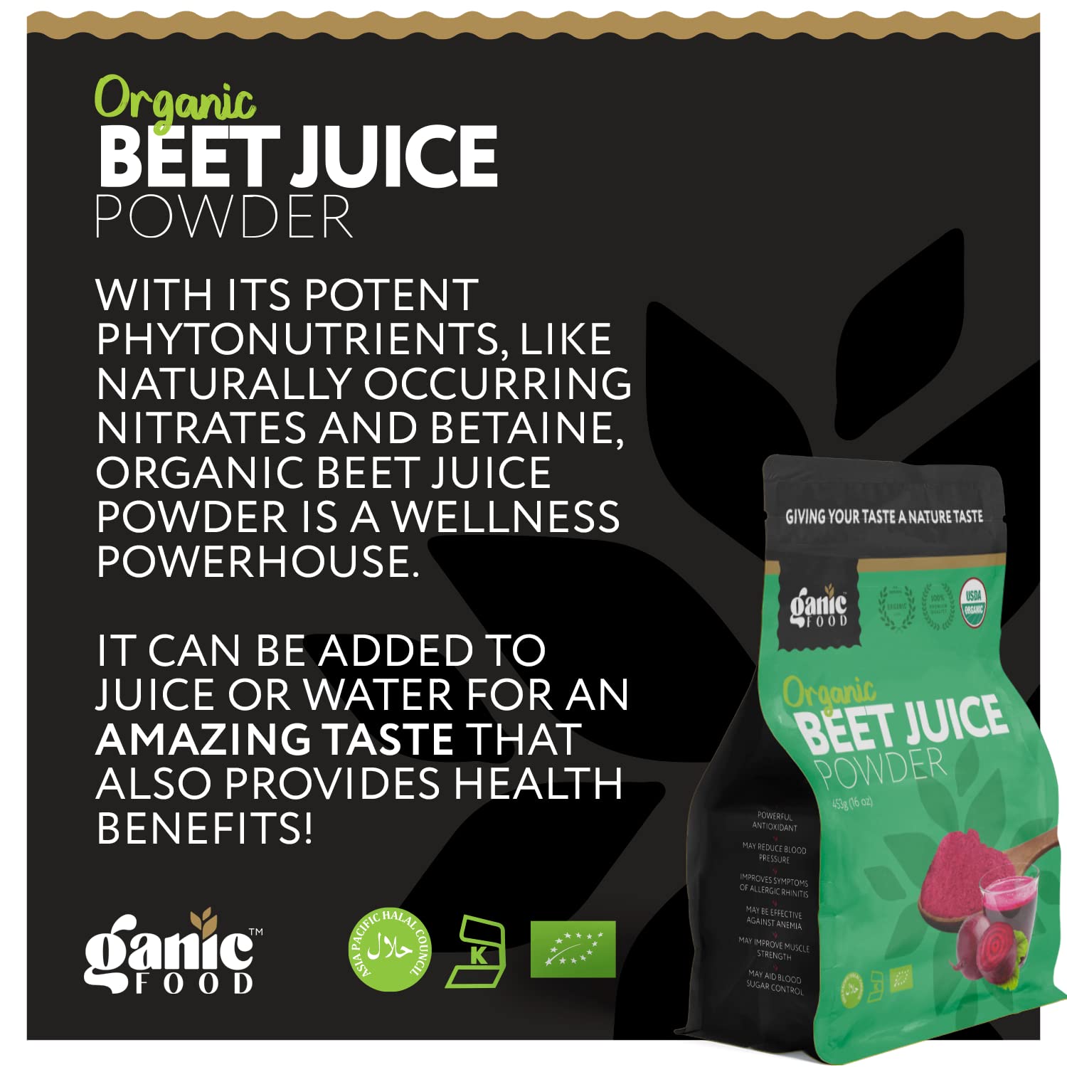 Ganic Food Organic Beet Root Juice Powder, 16 Ounces Ganic Food uk supplements