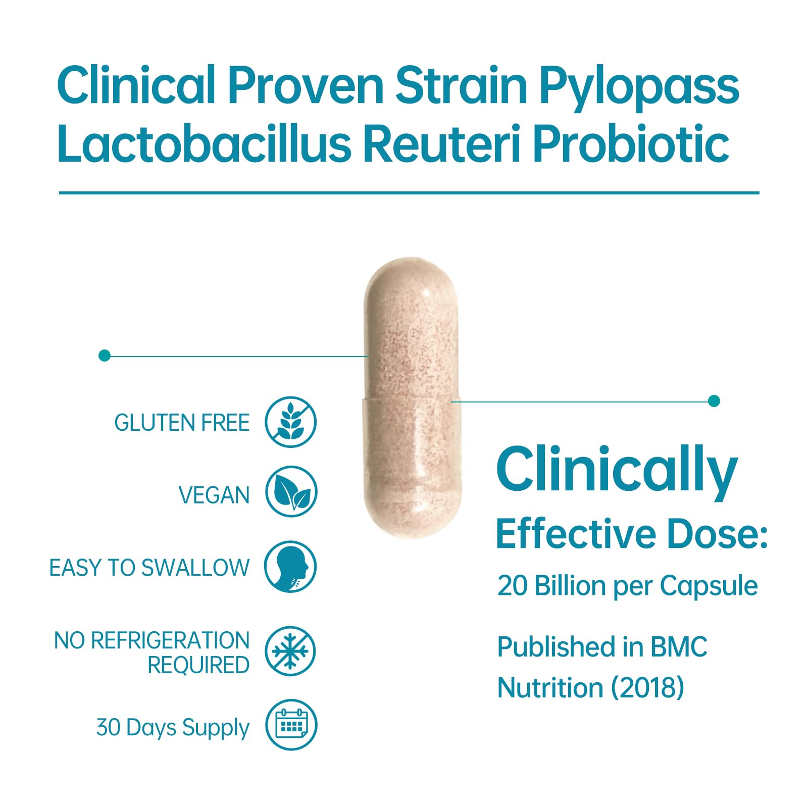 5-in-1 High Potency H. Pylori Probiotic, 1 Per Day - Supports Gastric Lining Integrity, Occasional Indigestion, Acid Comfort - Pylopass Lactobacillus Reuteri, Gluten Free, Vegan, 30ct, Made in Germany purmeo uk supplements