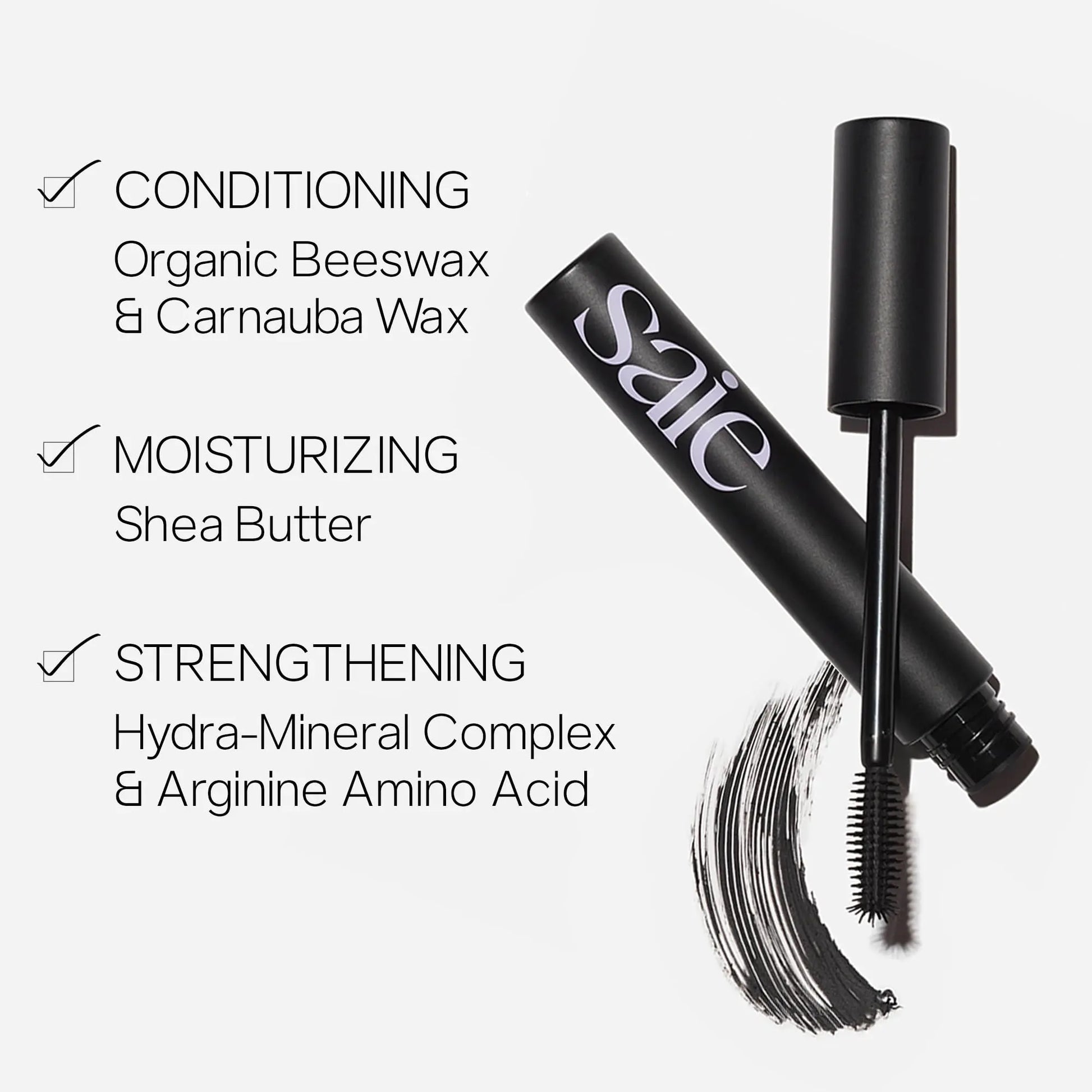 Saie Mascara 101 - Lash Lengthening Mascara for Thick, Bold, Lifted Lashes - Buildable Eye Makeup Formulated to Strengthen and Condition with Rich Nutrients - Black (0.31 oz) Saie uk supplements