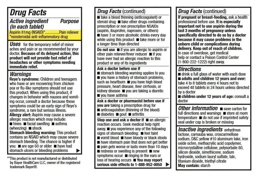 HealthA2Z® Aspirin 81 mg | Low Strength | Enteric Coated | Pain Relief | Reduces Minor Aches Muscle Pain & Cramps | Fever Reducer | Reduces Headache (300 Counts) HealthA2Z uk supplements