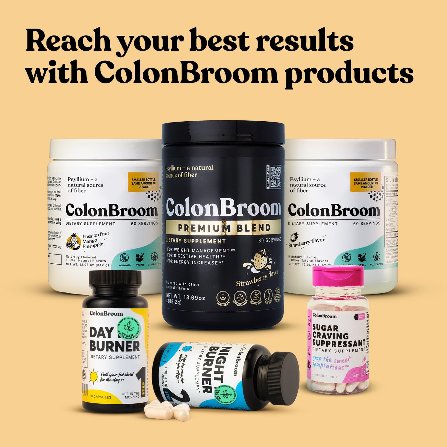 ColonBroom Premium Psyllium Husk Powder (Strawberry, 60 Servings) + Shaker Bottle for Colon Broom Fiber Powder Drink Bundle - Colon Cleanse for Bloating Relief & Gut Health - Fiber Powder Supplement ColonBroom uk supplements