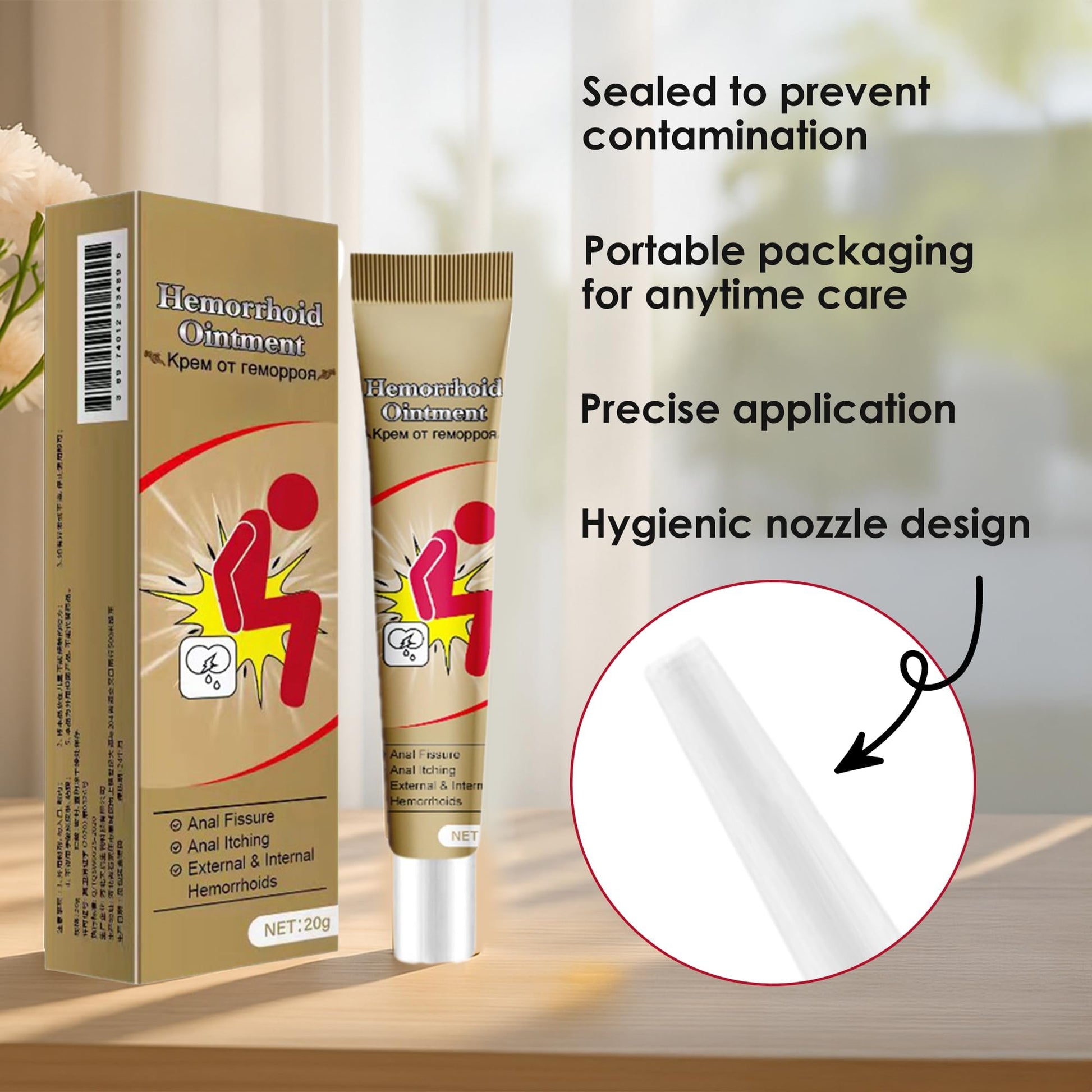 Hemorrhoid Cream, Herbal Hemorrhoid Ointment, Natural Itching & Burning Relief Hemorrhoidal Cream, External Discomfort Support for Men Women 20g Generic uk supplements