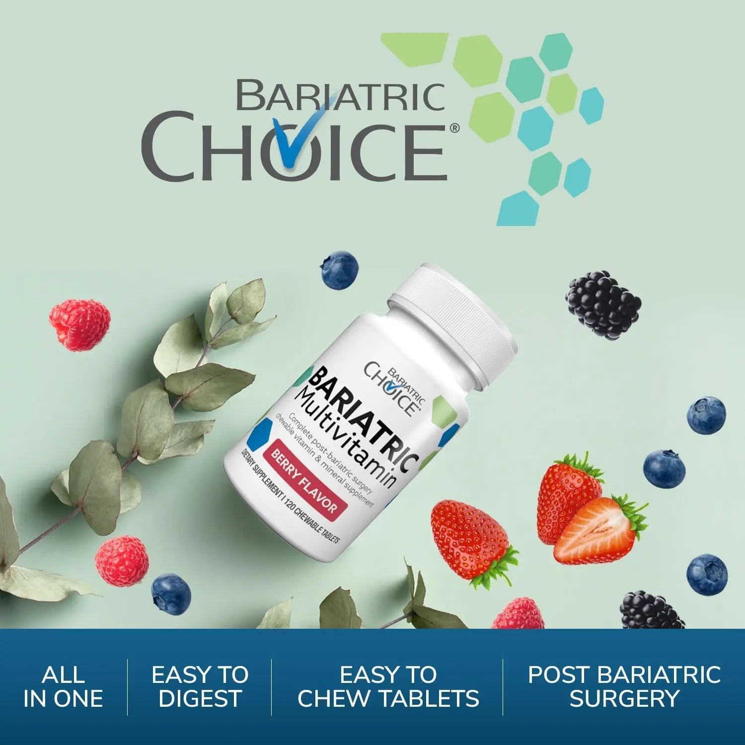 Bariatric Choice My Bariatric Chewable Multivitamin with Iron & 300mg Calcium, Berry (120ct) Bariatric Choice uk supplements
