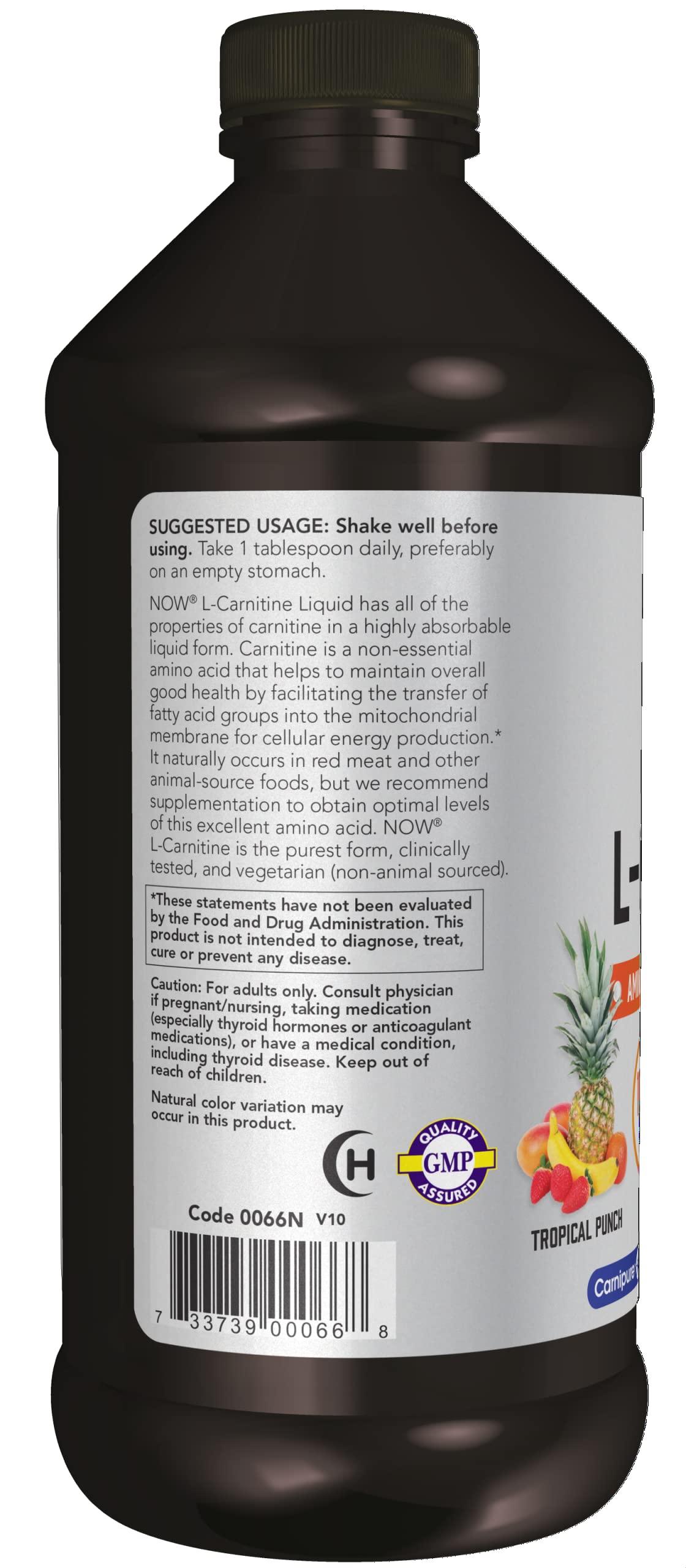 NOW Sports Nutrition, L-Carnitine Liquid 1,000 mg, Highly Absorbable, Tropical Punch NOW uk supplements