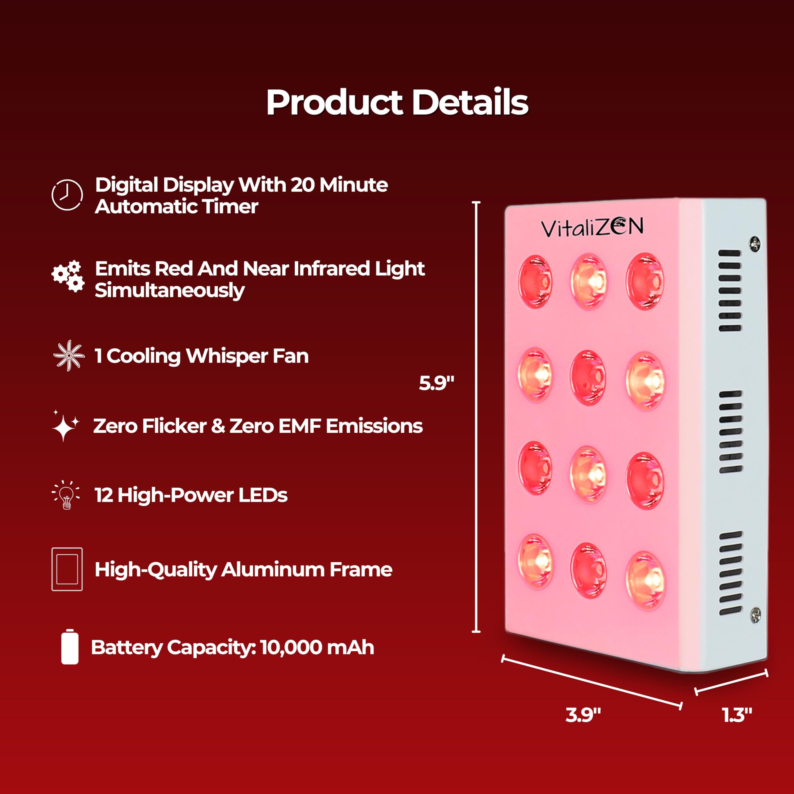 VitaliZEN Cosmo 60 Watt, Rechargeable Red & Near-Infrared Light Therapy Device. 660nm & 850nm VitaliZEN uk supplements