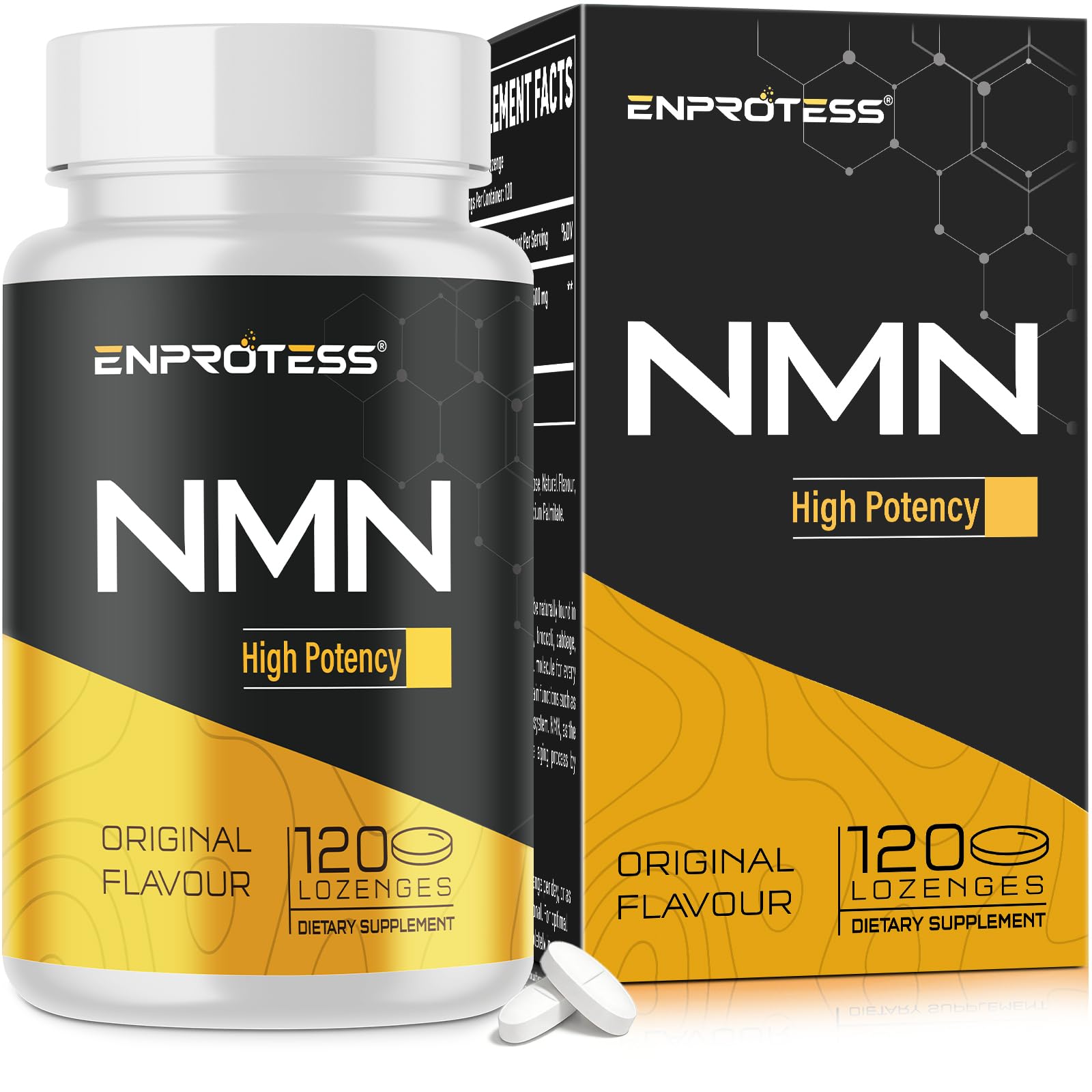 Sublingual NMN 500mg, Max Absorbency & Fast-Acting NMN Supplement（120-Day Supply）, 99% Pure NMN (Nicotinamide Mononucleotide) for NAD, Cell, Immune, Energy, Muscle, Anti-Aging, Longevity, 120 Lozenges Enprotess uk supplements