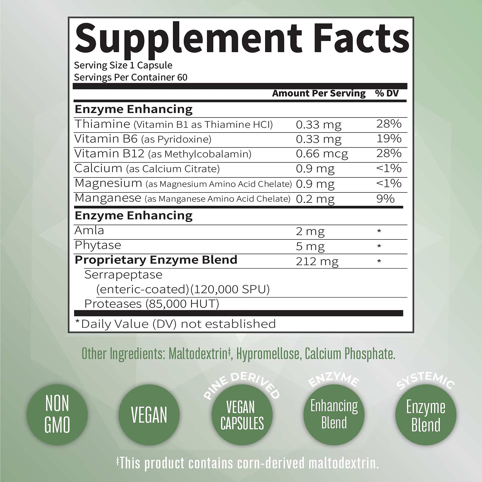 MaryRuth Organics Serrapeptase Enzymes Capsules | Up to 2 Month Supply | Enzyme Supplement for High Potency Sinus Relief Pills| Tissue Health and Cellular Health | Vegan | Gluten Free | 60 Count MARYRUTH'S uk supplements