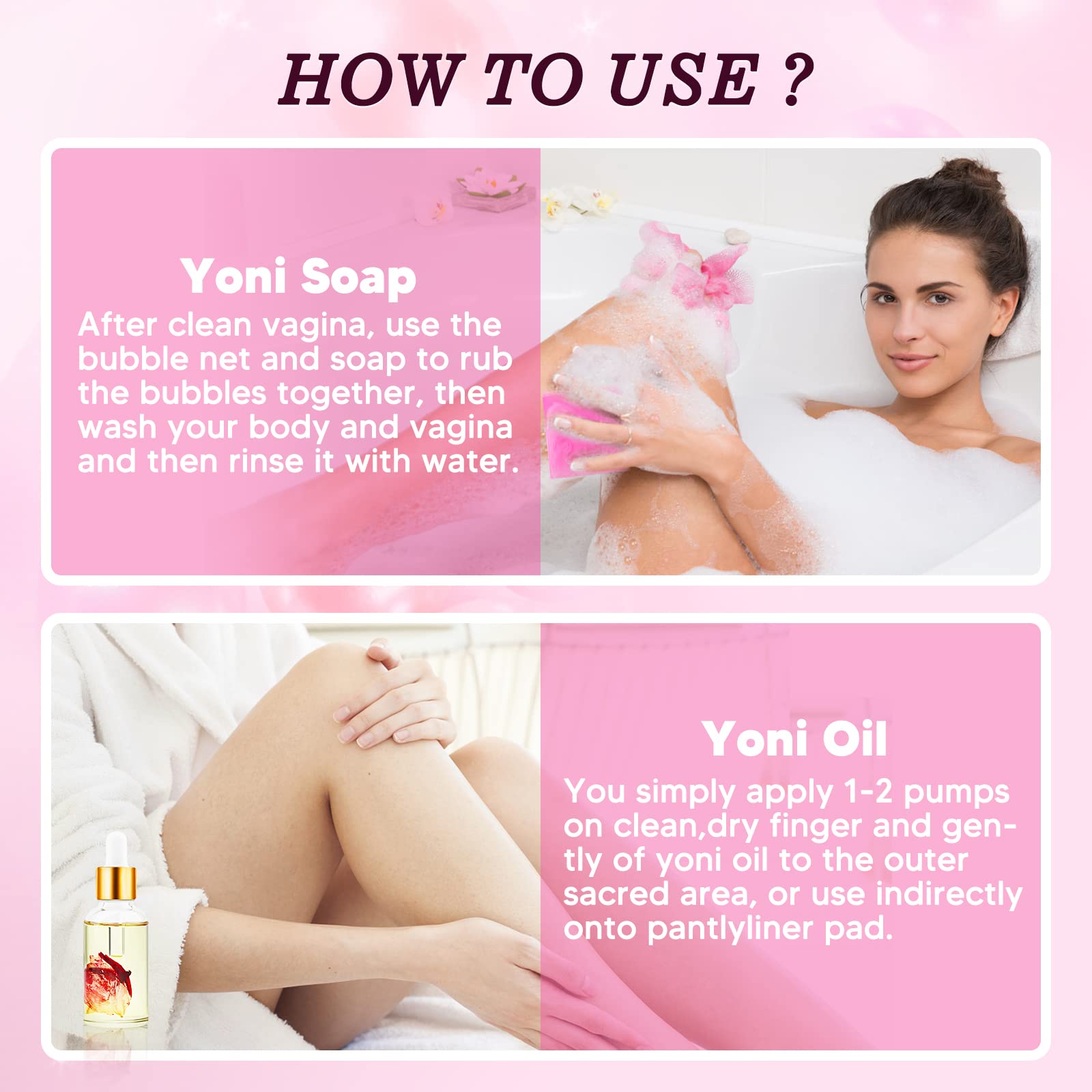 Feminine Wash & Yoni Oil & Yoni Soap Set for Women, Yoni Wash for Vaginal Ph Balance Remove Odor BASSI uk supplements
