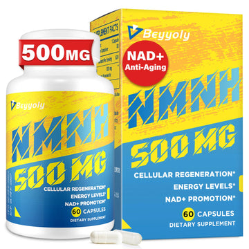 NMNH (NMN Supplement Alternative) NAD Supplements for Anti Aging, Energy, Immune, Focus (Dihydronicotinamide Mononucleotide) 500mg, to Boost NAD+ Levels As We Age, Pure Organic - 60 Capsules Beyyoly uk supplements