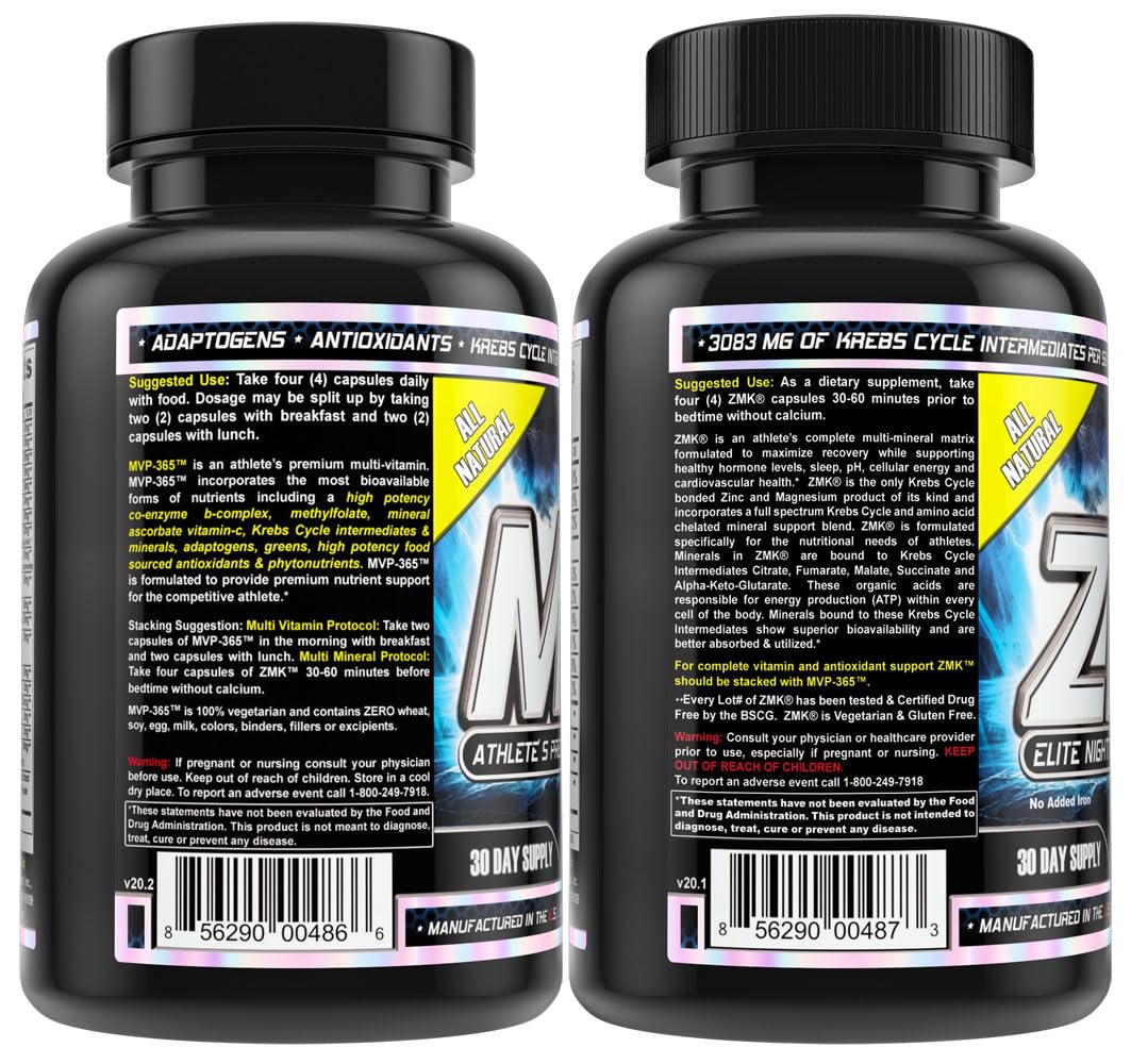 MST Foundation Stack, ZMK Nighttime Multi-Mineral, 120 V-Caps and MVP-365 Premium Multiple Vitamin, 1000iu Vitamin D3, 120 V-Caps, BSCG Certified Drug Free Millennium Sport Technologies MST uk supplements