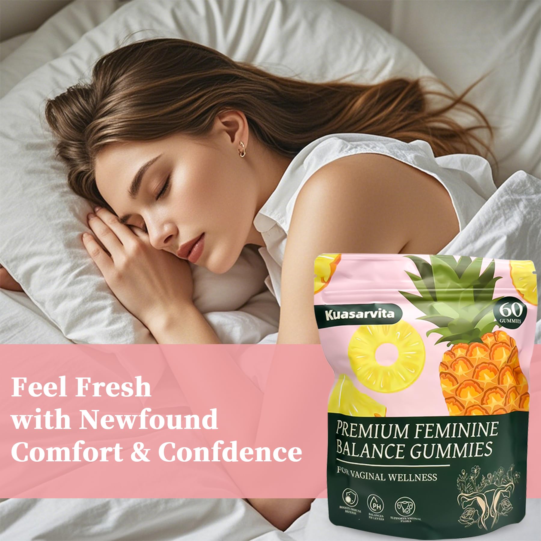 Kuasarvita Peeshlita Women’s Vaginal Probiotics Gummies – pH Balance Support + Feminine Wellness & Comfort, Pineapple Flavor, Natural Probiotic Blend – 60 Gummies Kuasarvita uk supplements