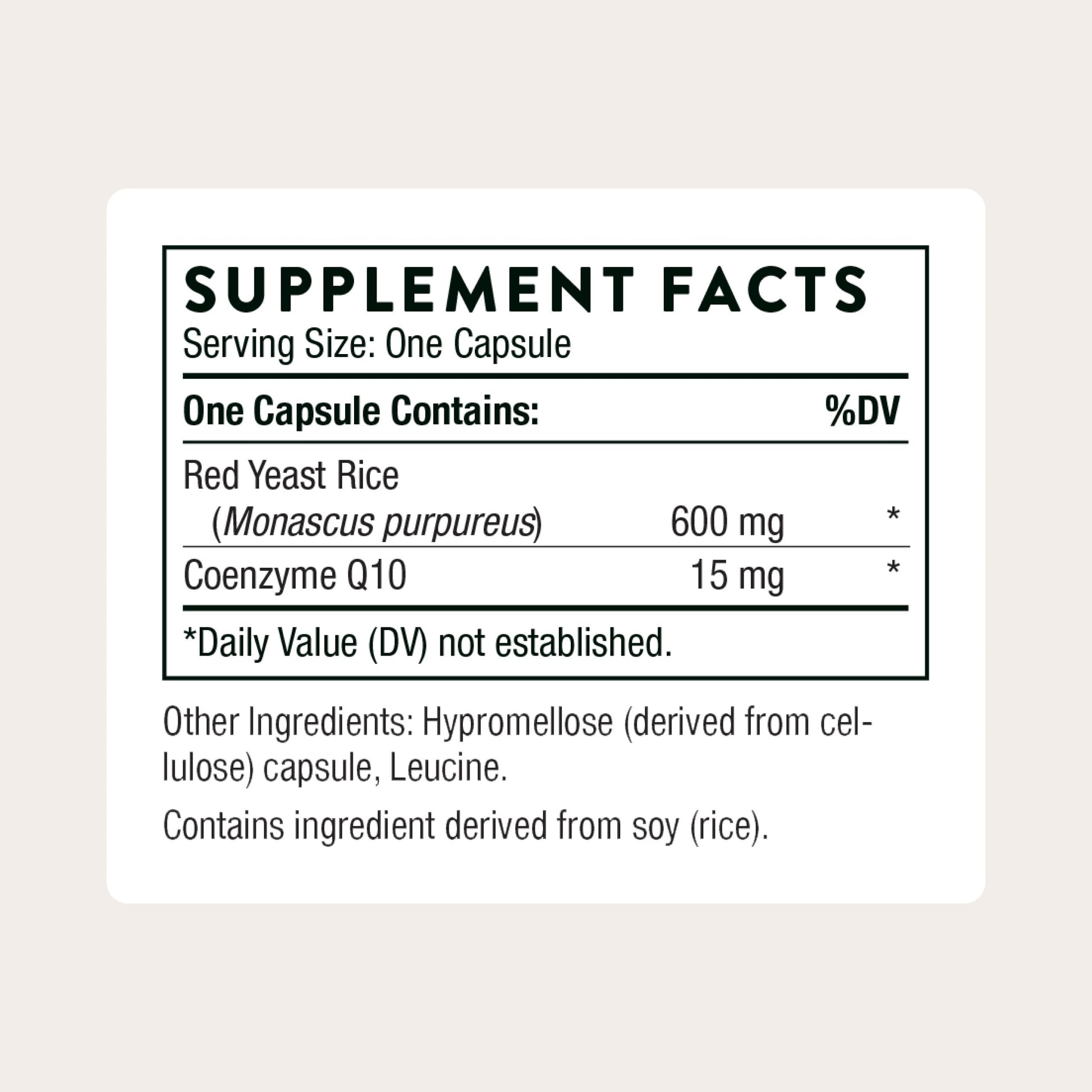 THORNE - Red Yeast Rice + CoQ10 - Maintain Healthy Cholesterol Levels & Supports Cardiovascular Health - Added Antioxidant Support* - Gluten-Free, Dairy-Free - 120 Servings THORNE uk supplements