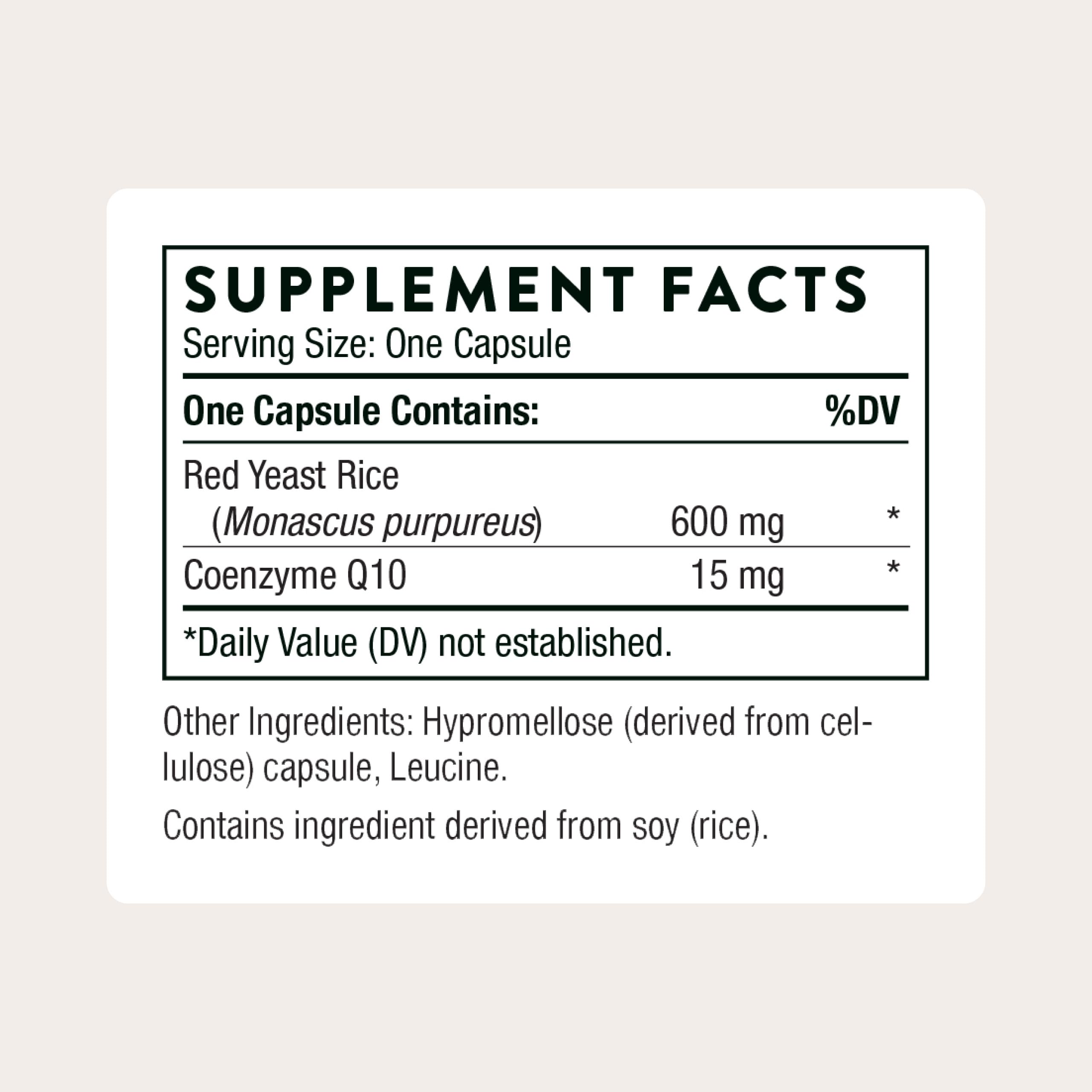 THORNE - Red Yeast Rice + CoQ10 - Maintain Healthy Cholesterol Levels & Supports Cardiovascular Health - Added Antioxidant Support* - Gluten-Free, Dairy-Free - 120 Servings THORNE uk supplements