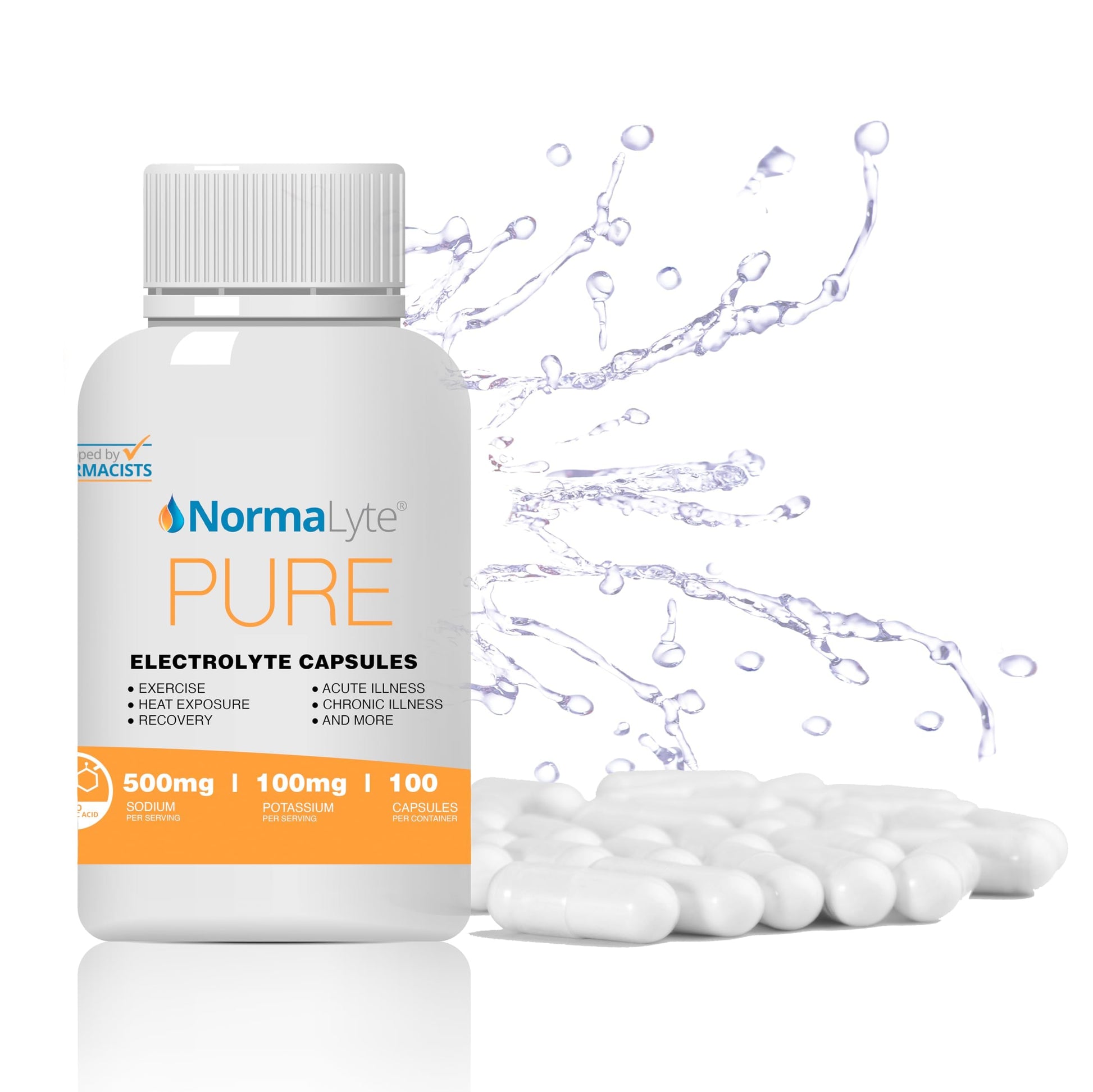 NormaLyte Electrolyte Capsules - Replenish Electrolytes for Peak Performance - Hydration Salt Pills with Essential Minerals for Energy Boost, and Muscle Recovery - 100ct/Bottle NormaLyte uk supplements