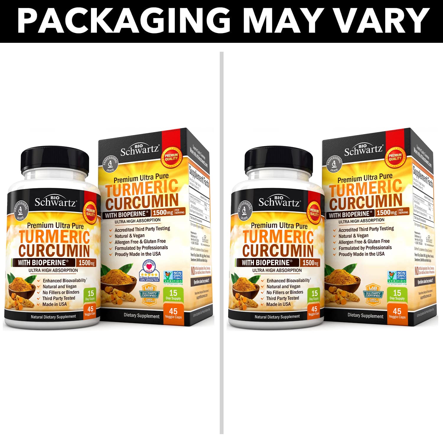 Turmeric Curcumin with Black Pepper Extract 1500mg - High Absorption BioSchwartz uk supplements