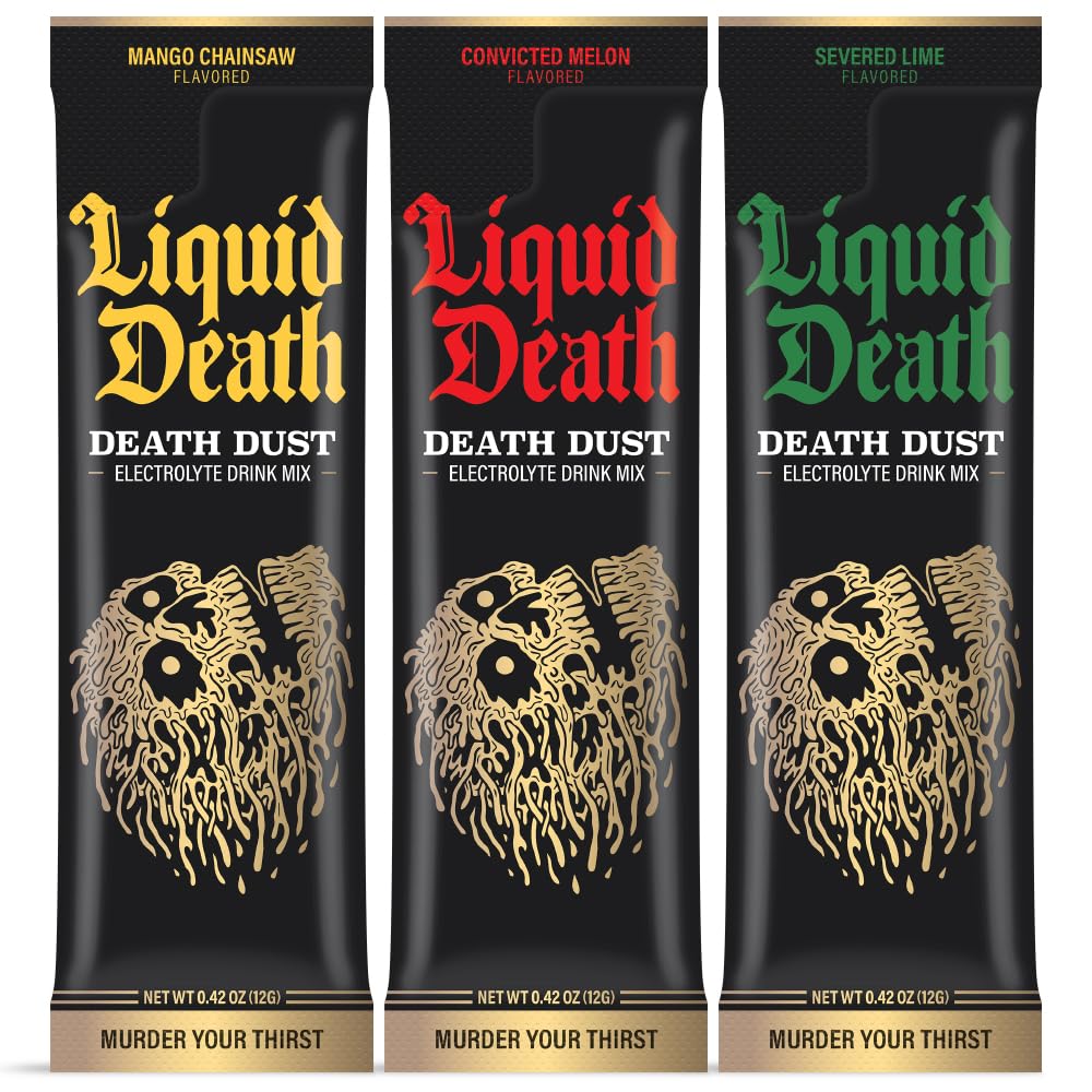 Liquid Death Electrolyte Death Dust - Hydration Powder Packets - 3 Flavors - 12-Stick Liquid Death uk supplements