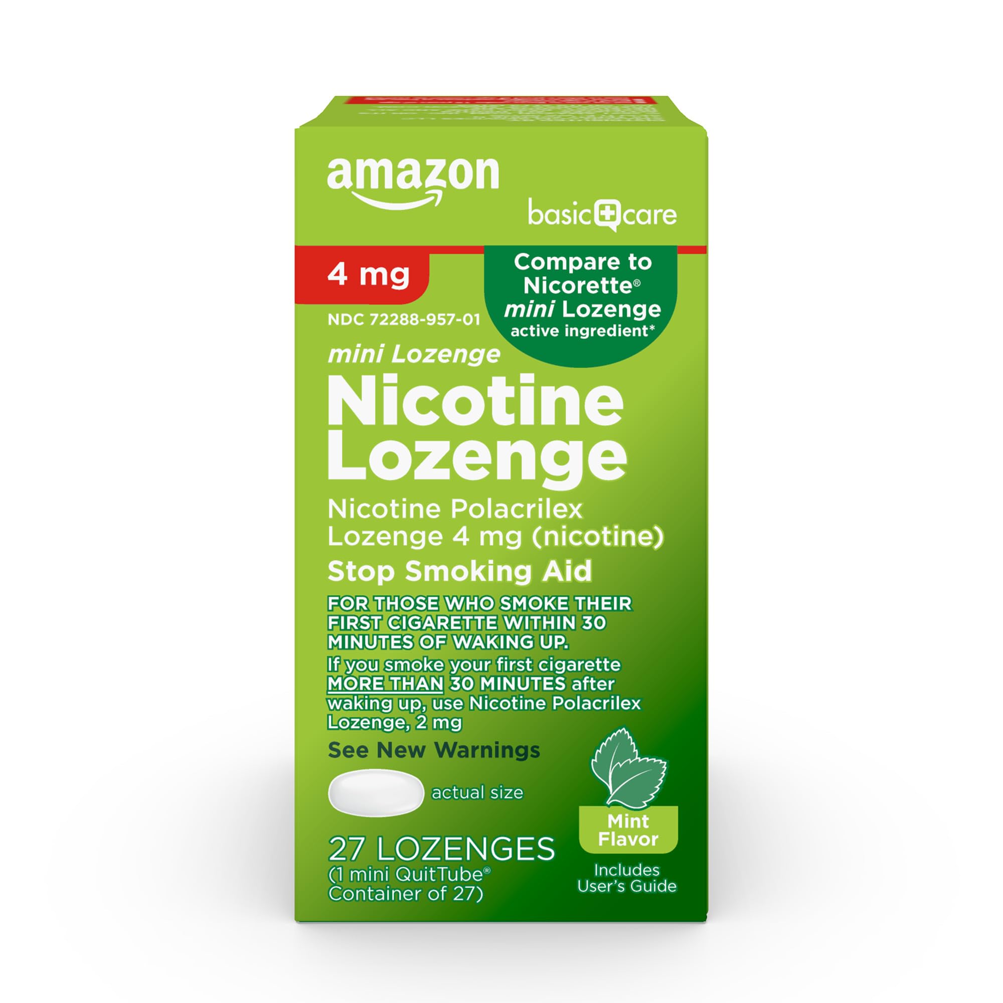 Amazon Basic Care Mini Nicotine Polacrilex Lozenge, 4 mg, Mint Flavor, Stop Smoking Aid, Smoking Cessation, Reduces Nicotine Cravings, 27 Count Amazon Basic Care uk supplements