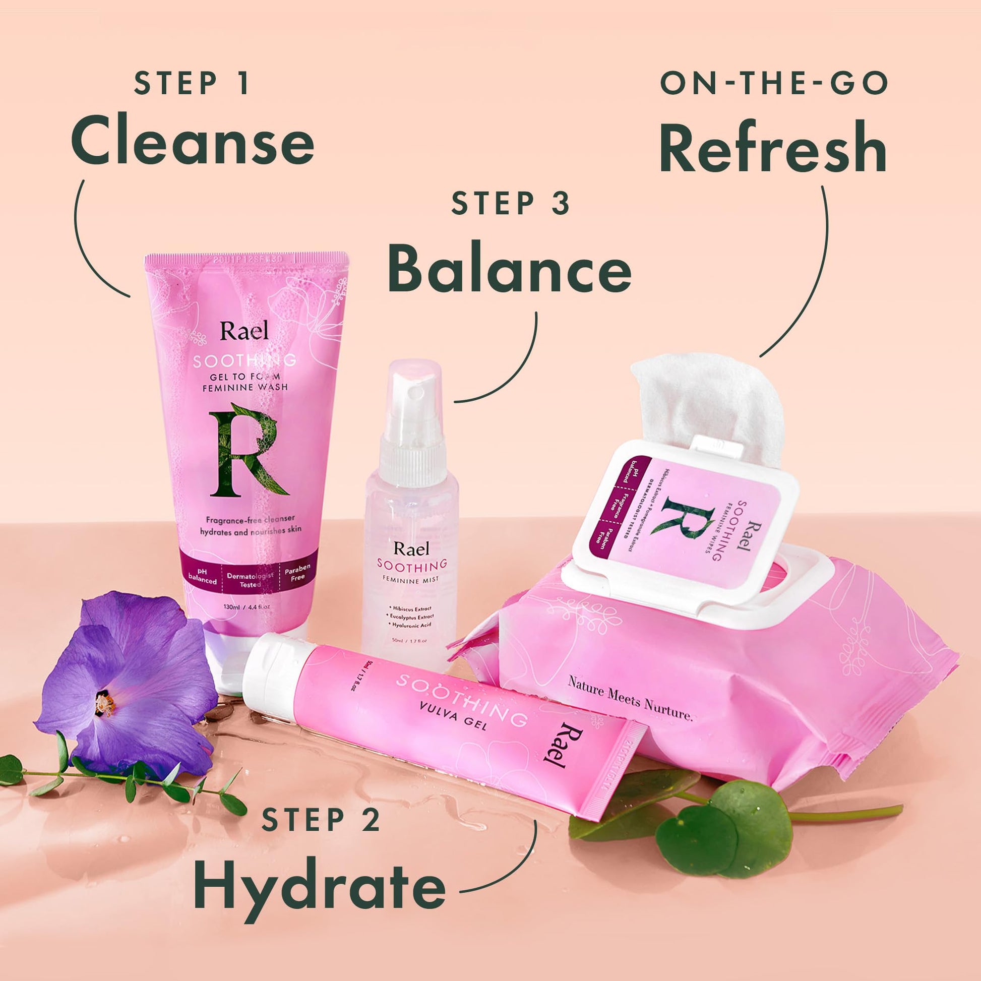 Rael Feminine Wash, Soothing Gel to Foam Wash - pH Balance Feminine Wash for Women, Intimate Wash Rael uk supplements
