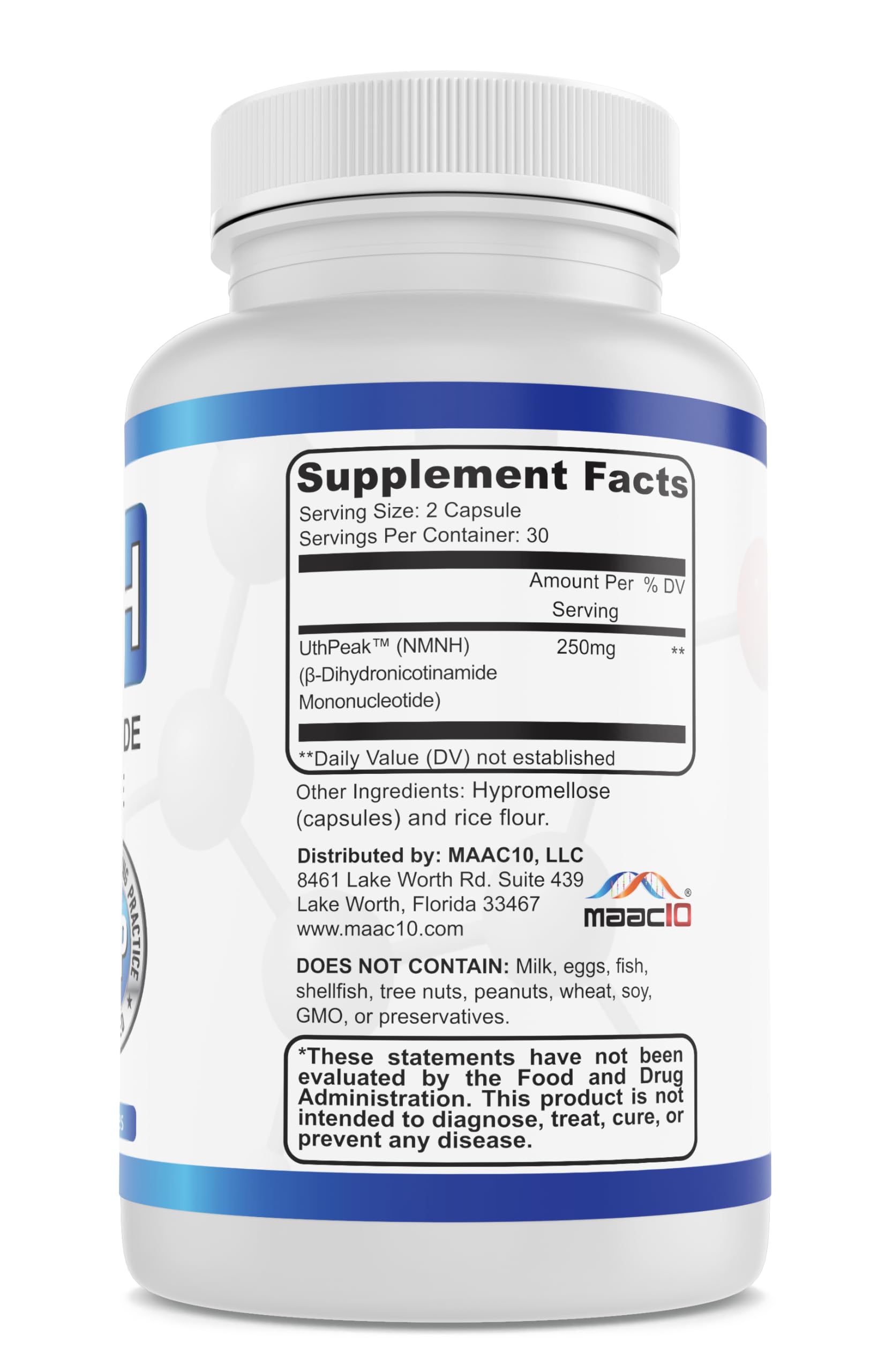 MAAC10 NMNH (NMN Supplement Alternative) 250mg Serving | Uthpeak™ NMNH (Dihydronicotinamide Mononucleotide) for Better Stability | 30-Day Supply. MAAC10 uk supplements