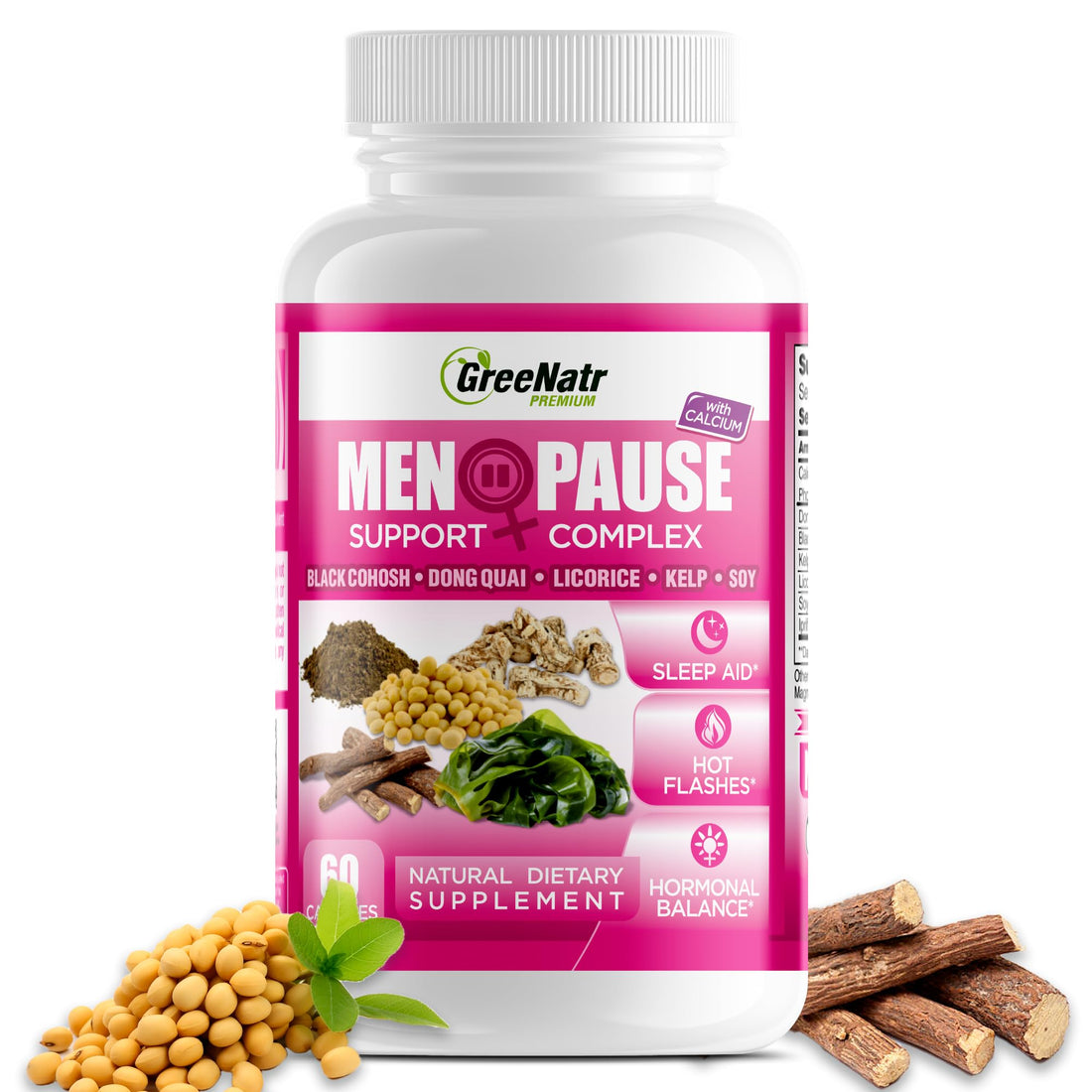 GreeNatr Menopause Supplements for Women - Perimenopause Supplements Women with Dong Quai & Black Cohosh for Menopause Hot Flashes - Menopause Support for Sleep Quality & Hormone Balance - 60 Caps GreeNatr uk supplements